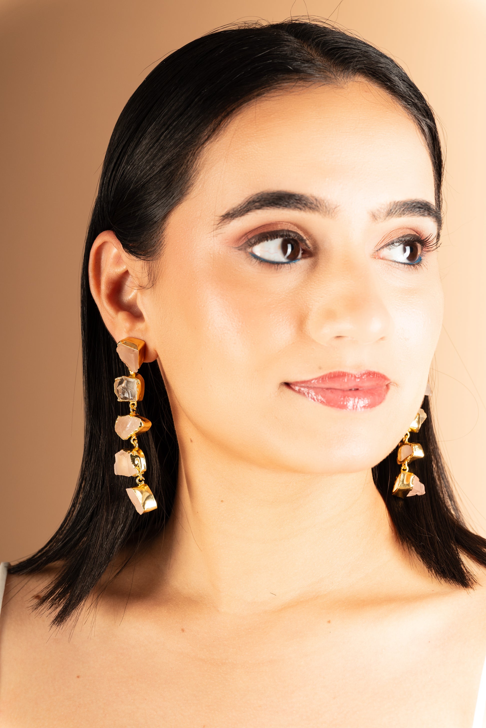Penta Stone Asymmetric Earrings