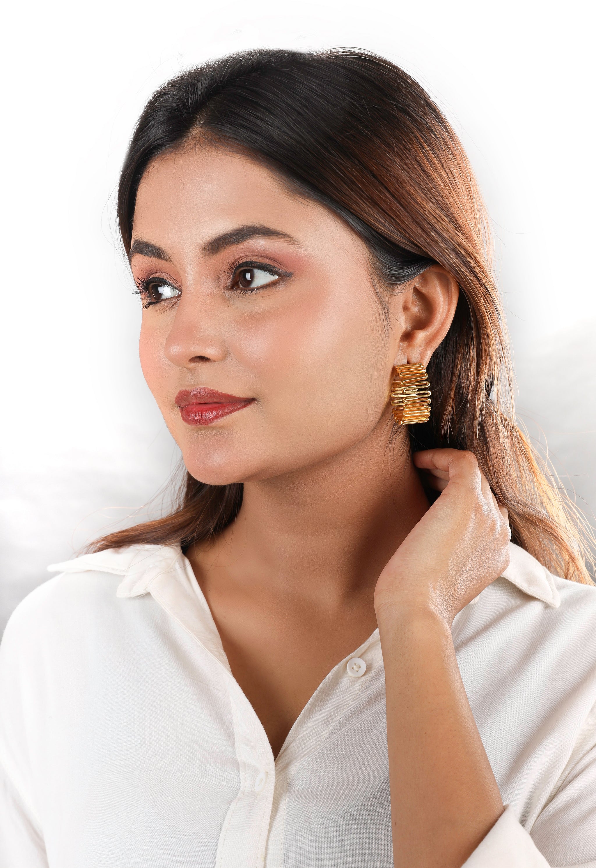 Bold Gold Spiral Hoop Earrings