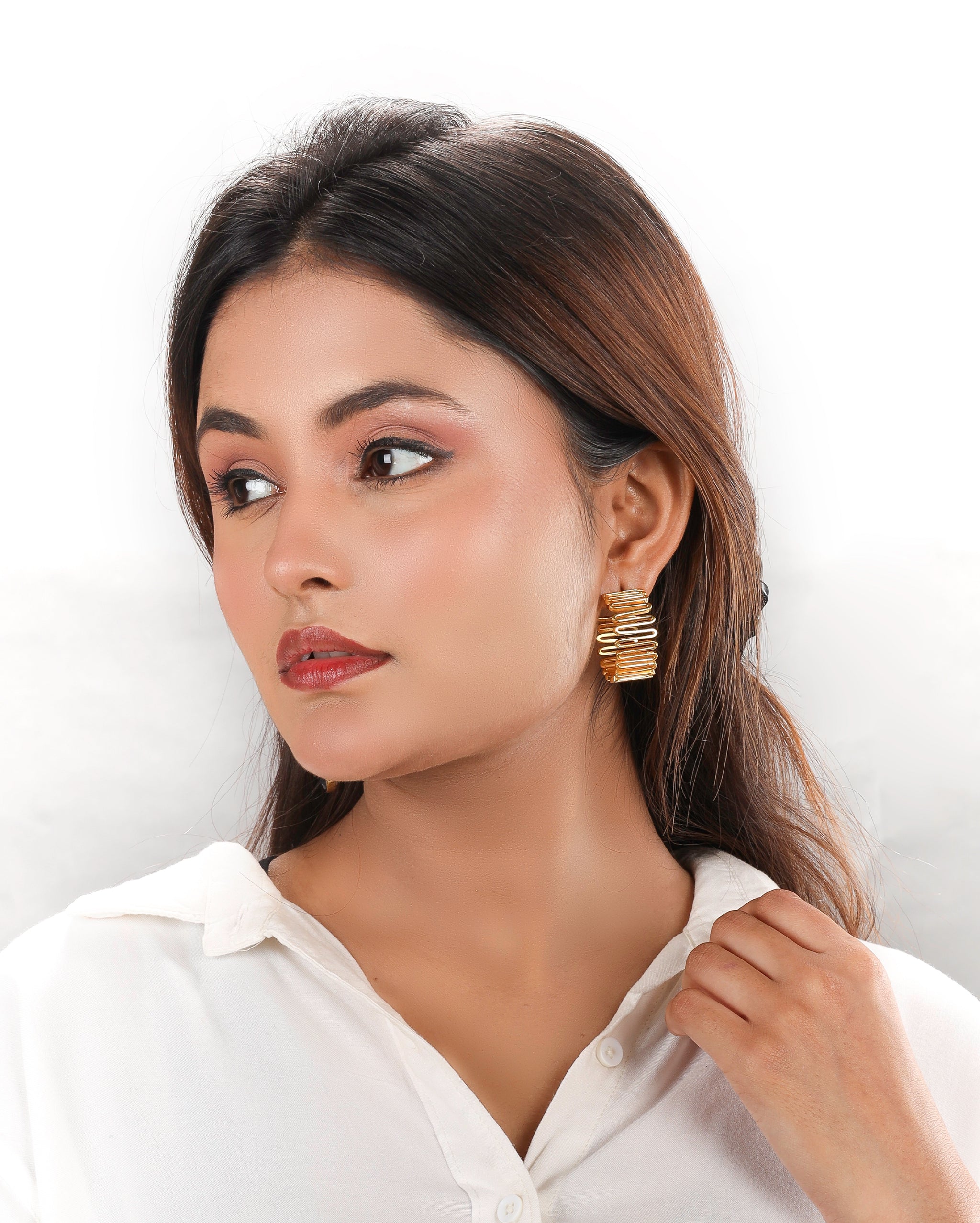 Bold Gold Spiral Hoop Earrings