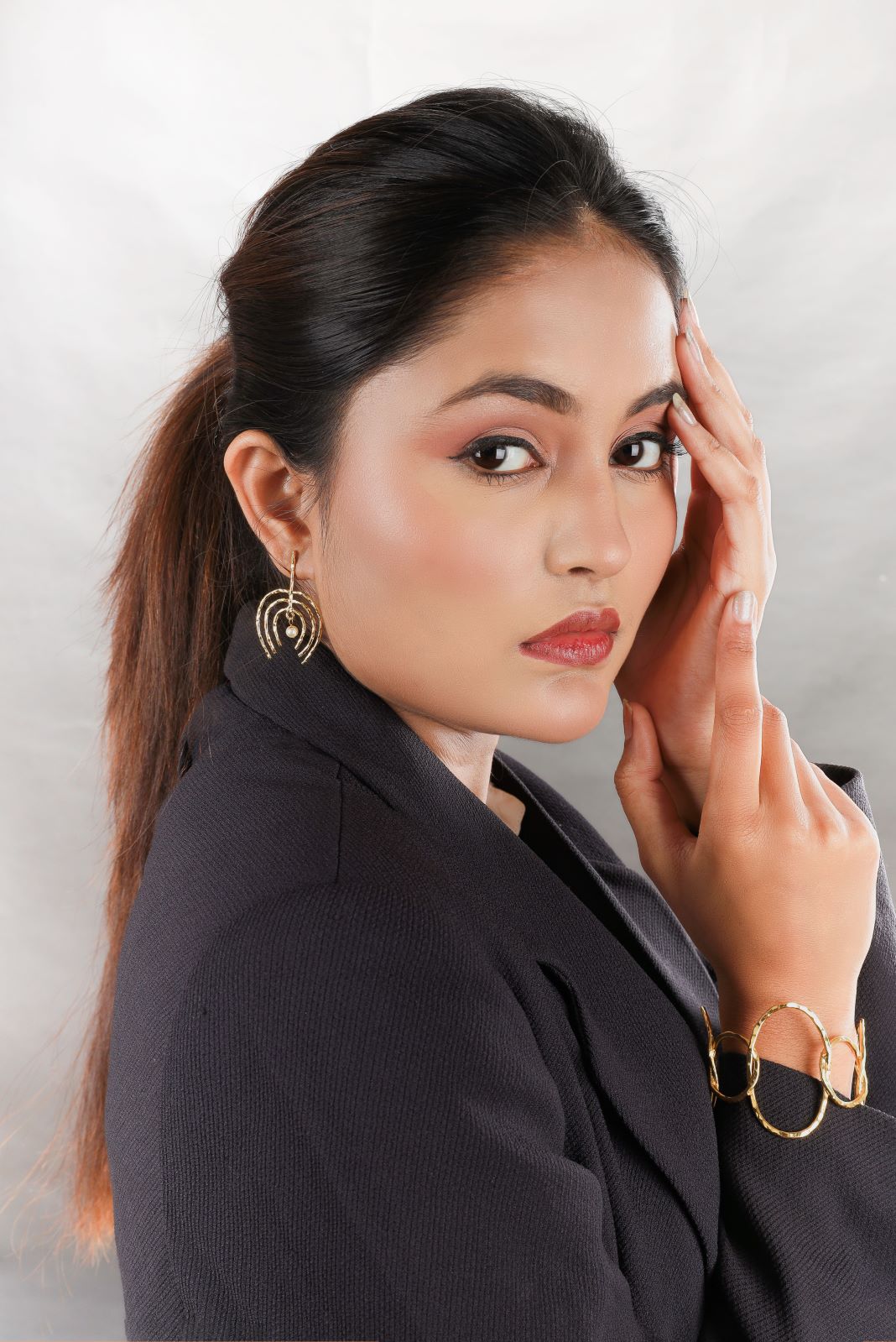 Trident Pearl Drop Dangler Earrings