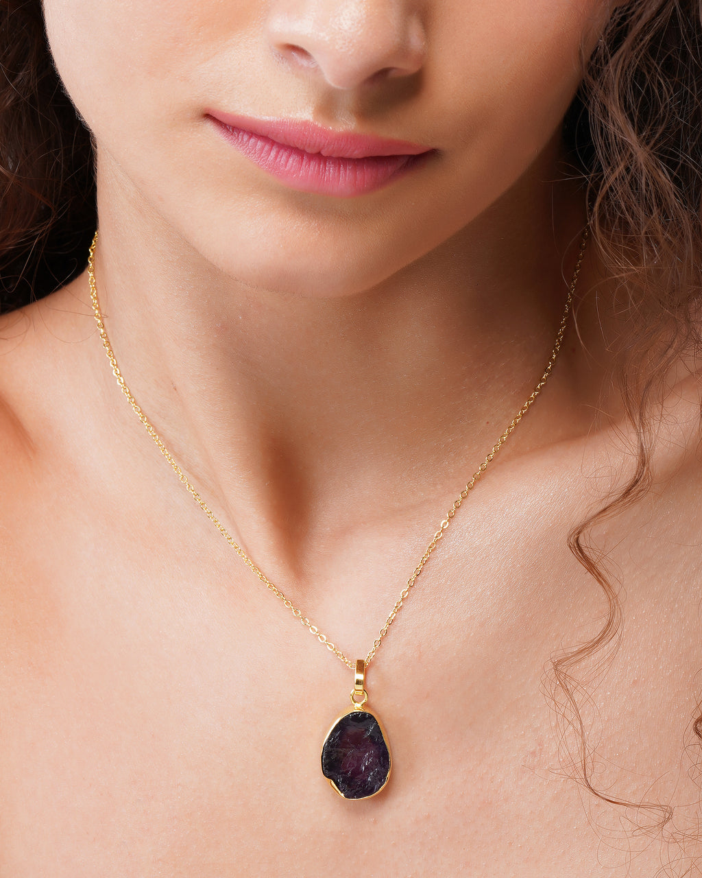 92.5 Sterling Silver Moonlight Solo Amethyst Pendant Necklace