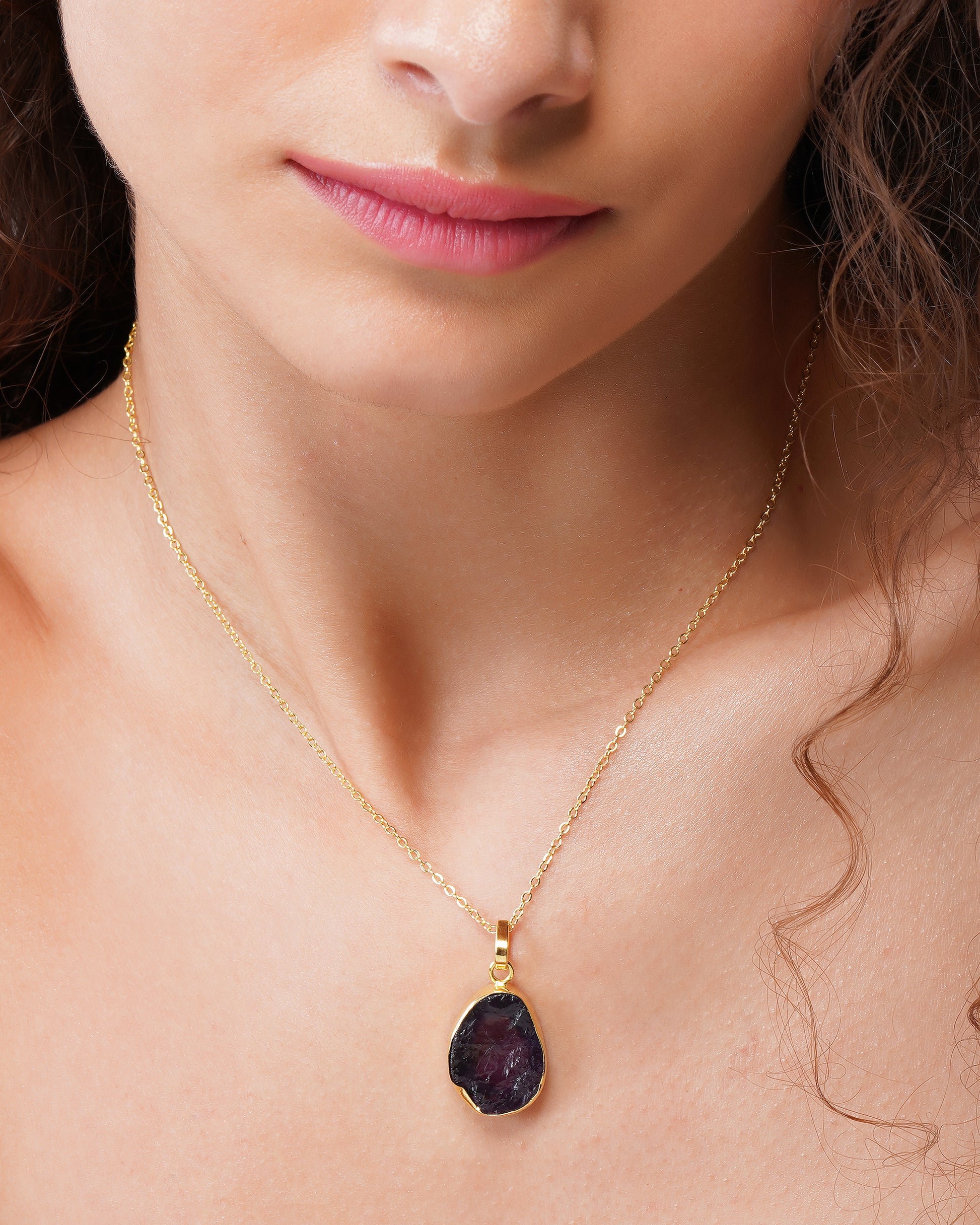 92.5 Sterling Silver Moonlight Solo Amethyst Pendant Necklace