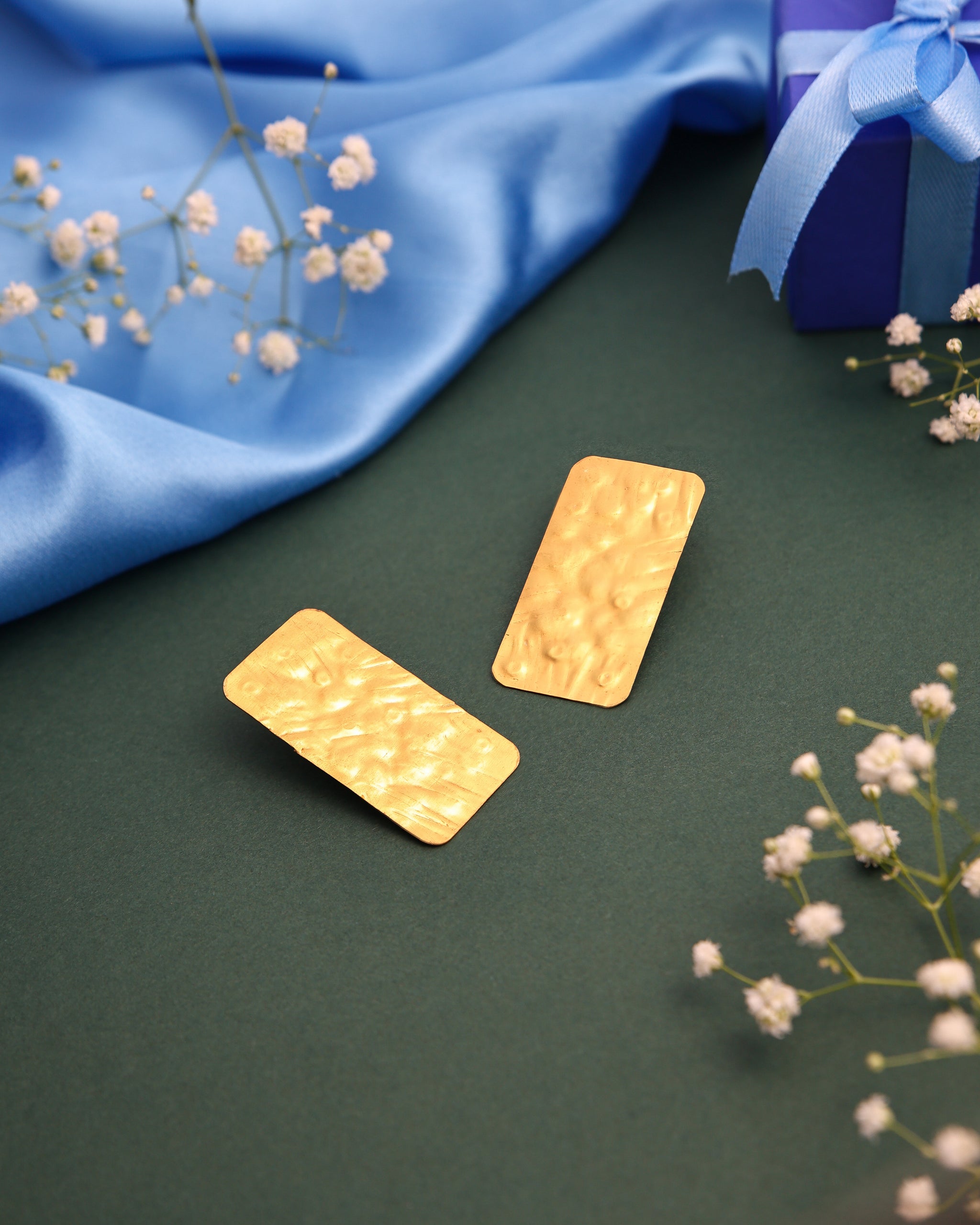 Gold Tone Textured Plate Earrings