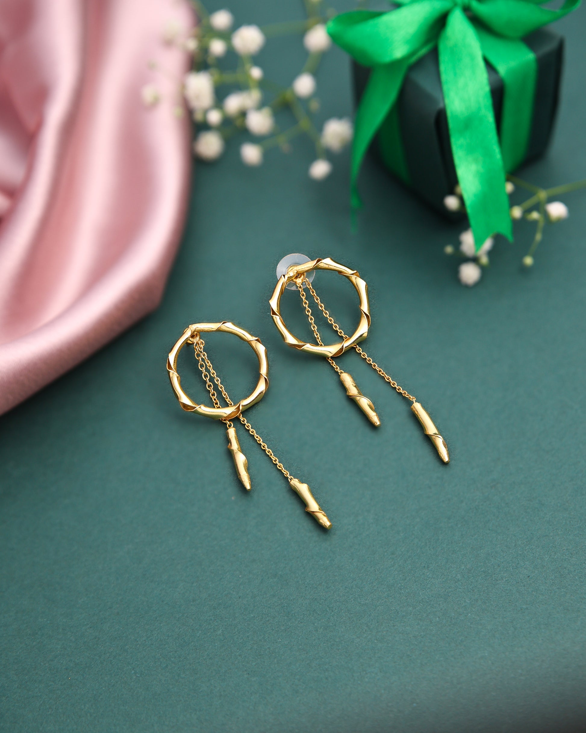 Minimal Dual Tassel Circle Earrings