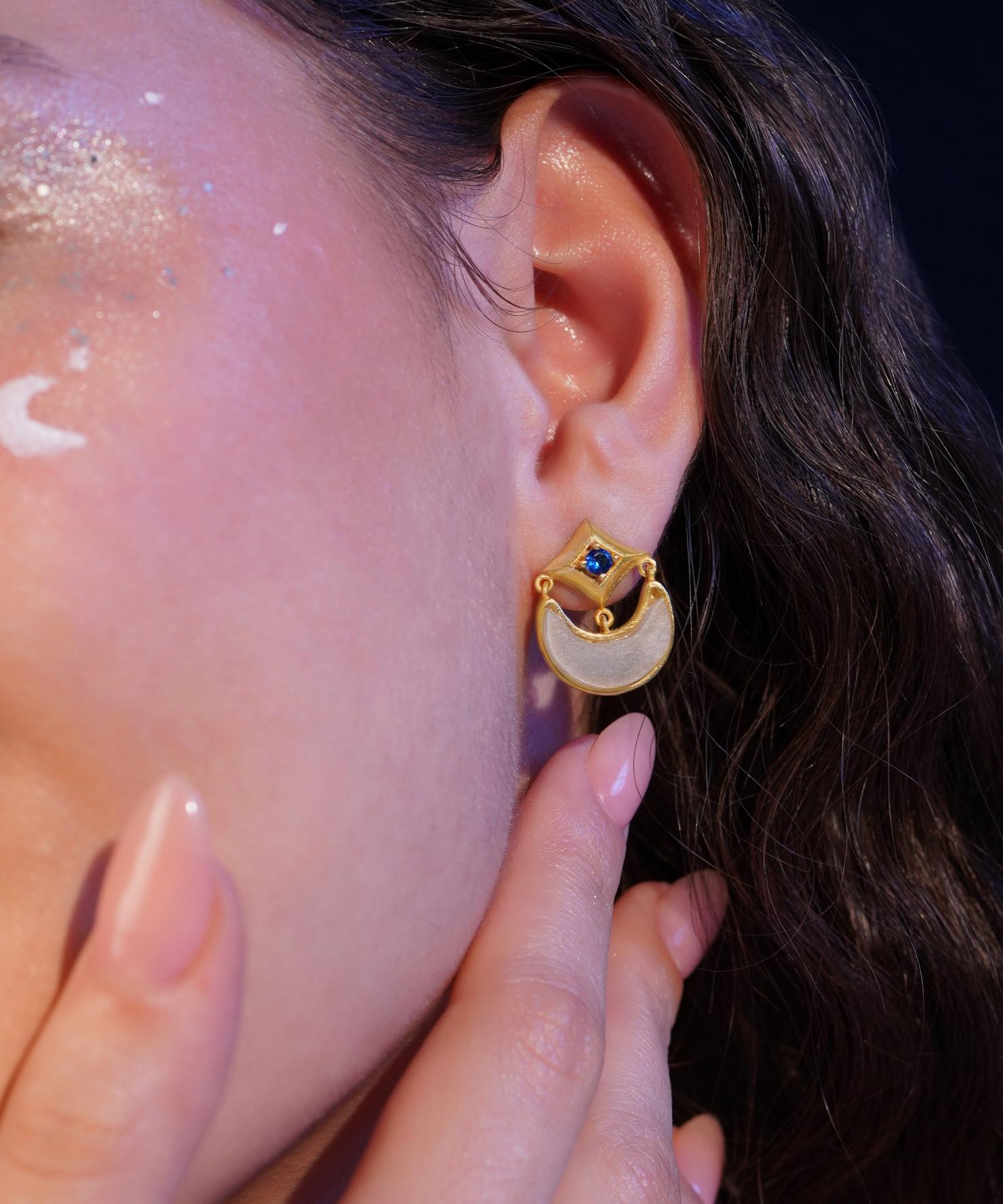 MC Paris Labradorite Moon Earrings