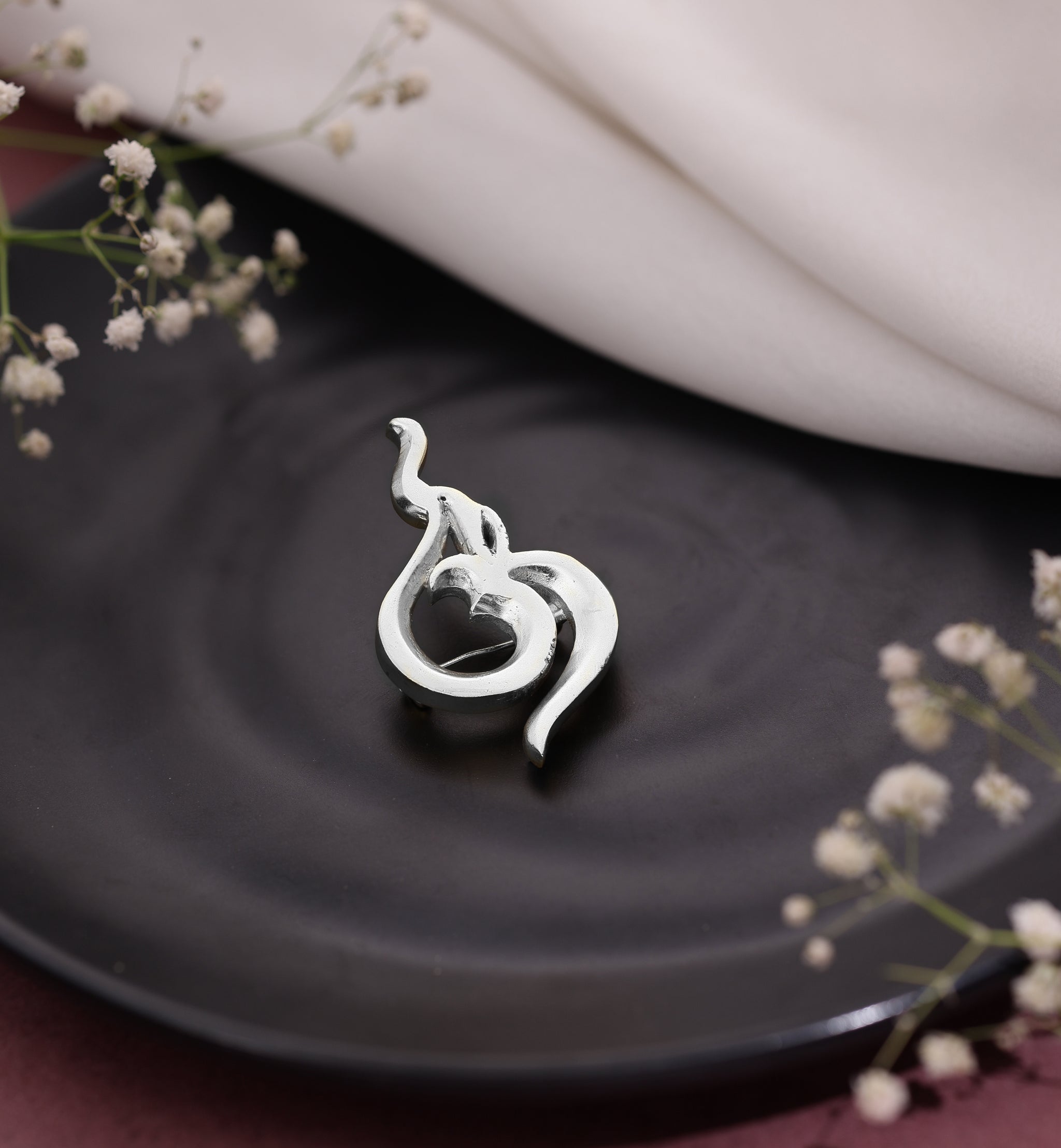 Silver plated Om Brooch for Men