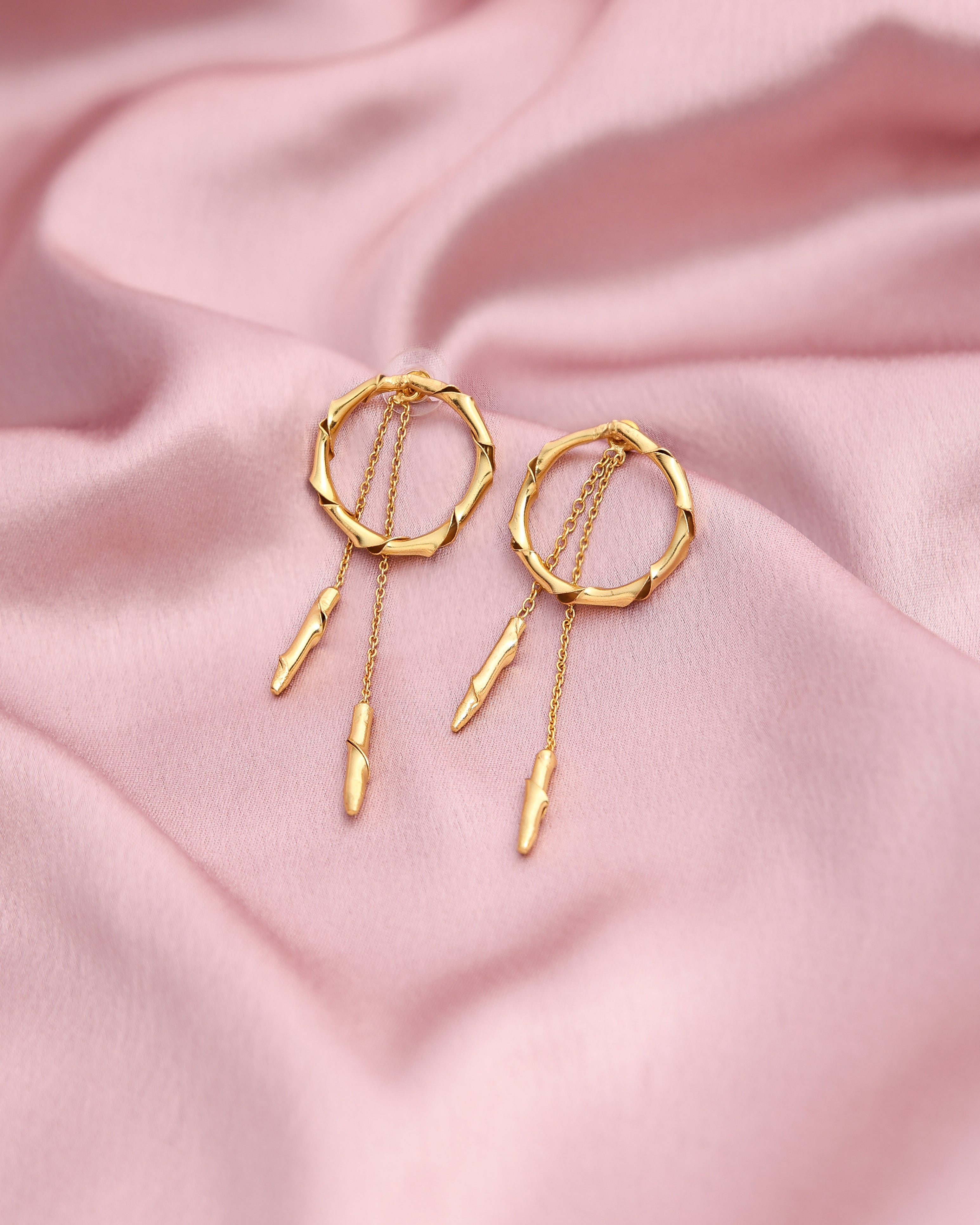 Minimal Dual Tassel Circle Earrings