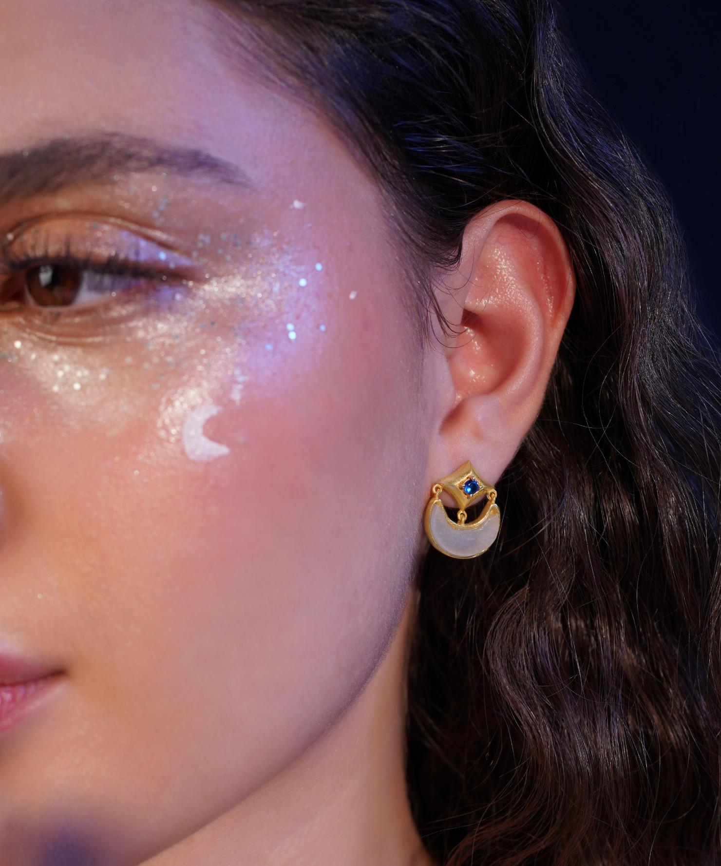 MC Paris Labradorite Moon Earrings