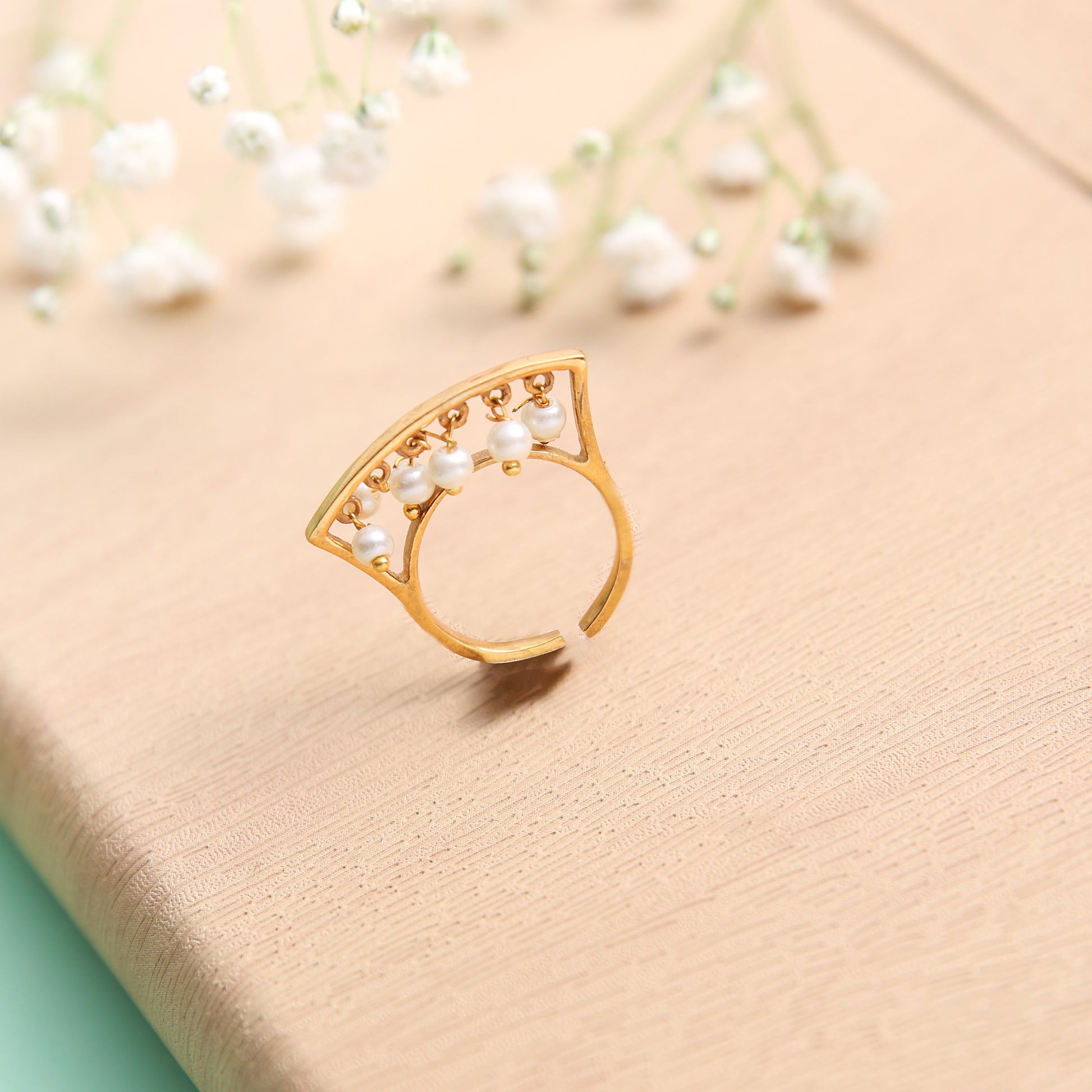 Pearl Drop Crown Ring