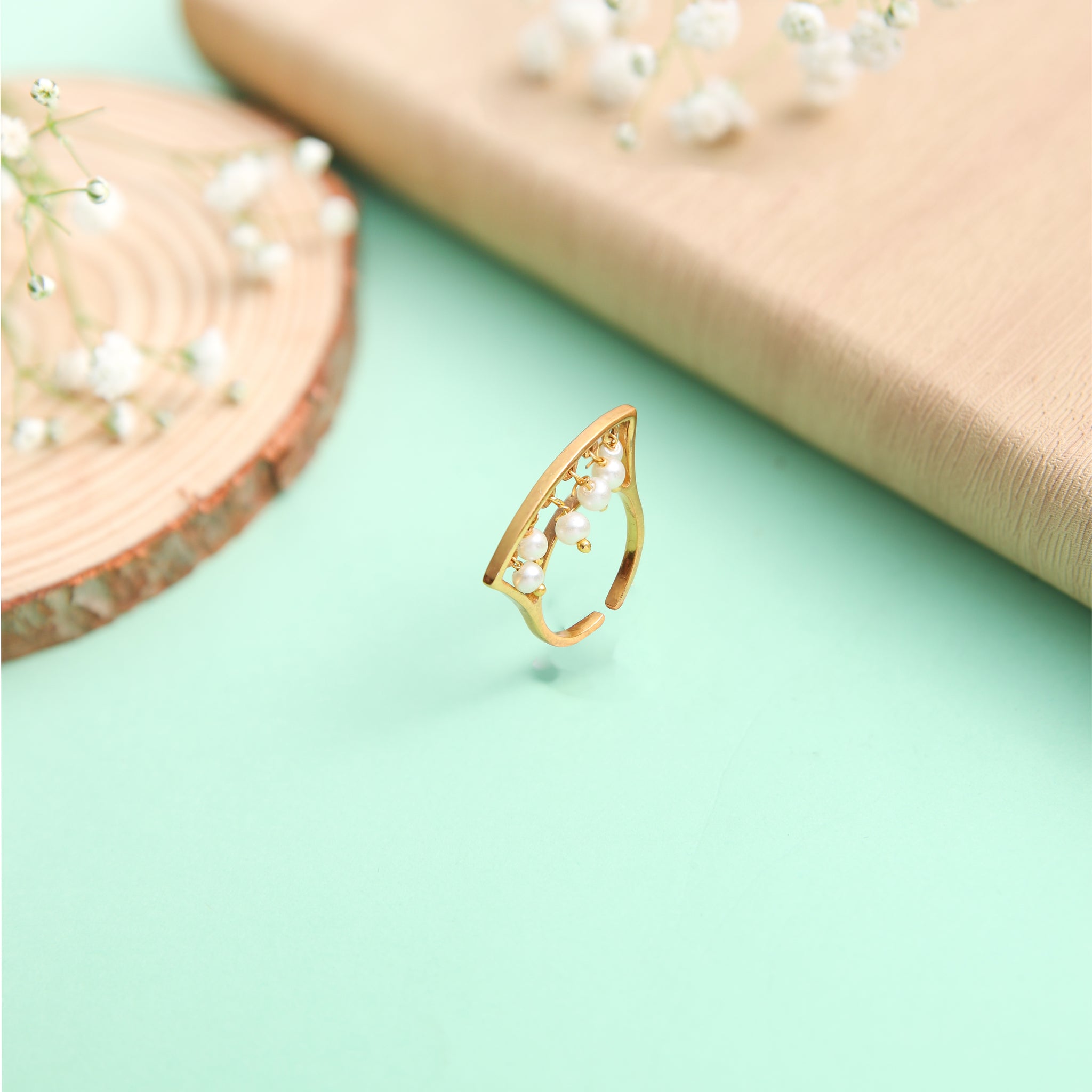 Pearl Drop Crown Ring