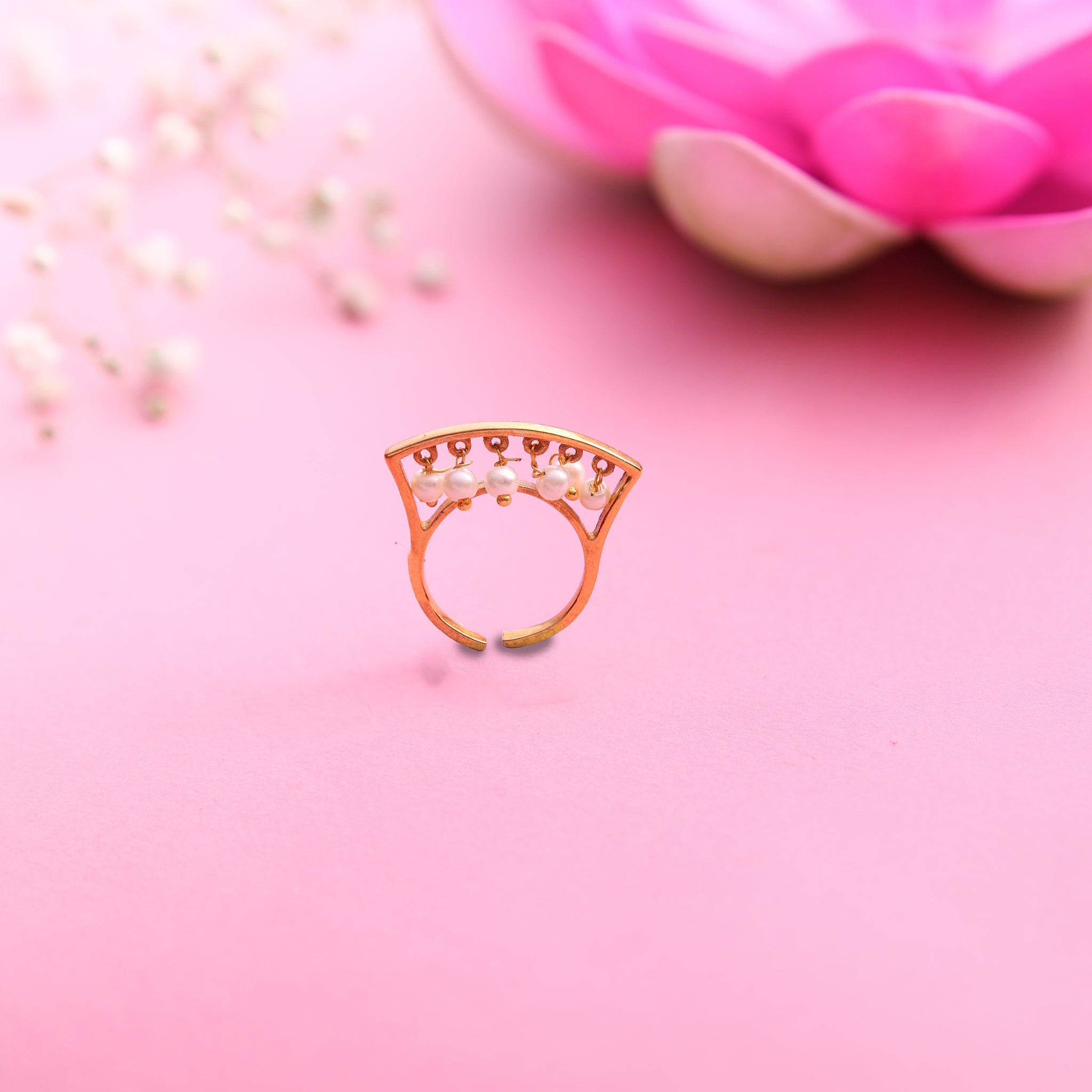 Pearl Drop Crown Ring