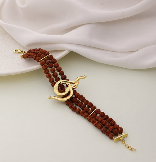 3 Layer Om Rudraksha Bracelet-Gold