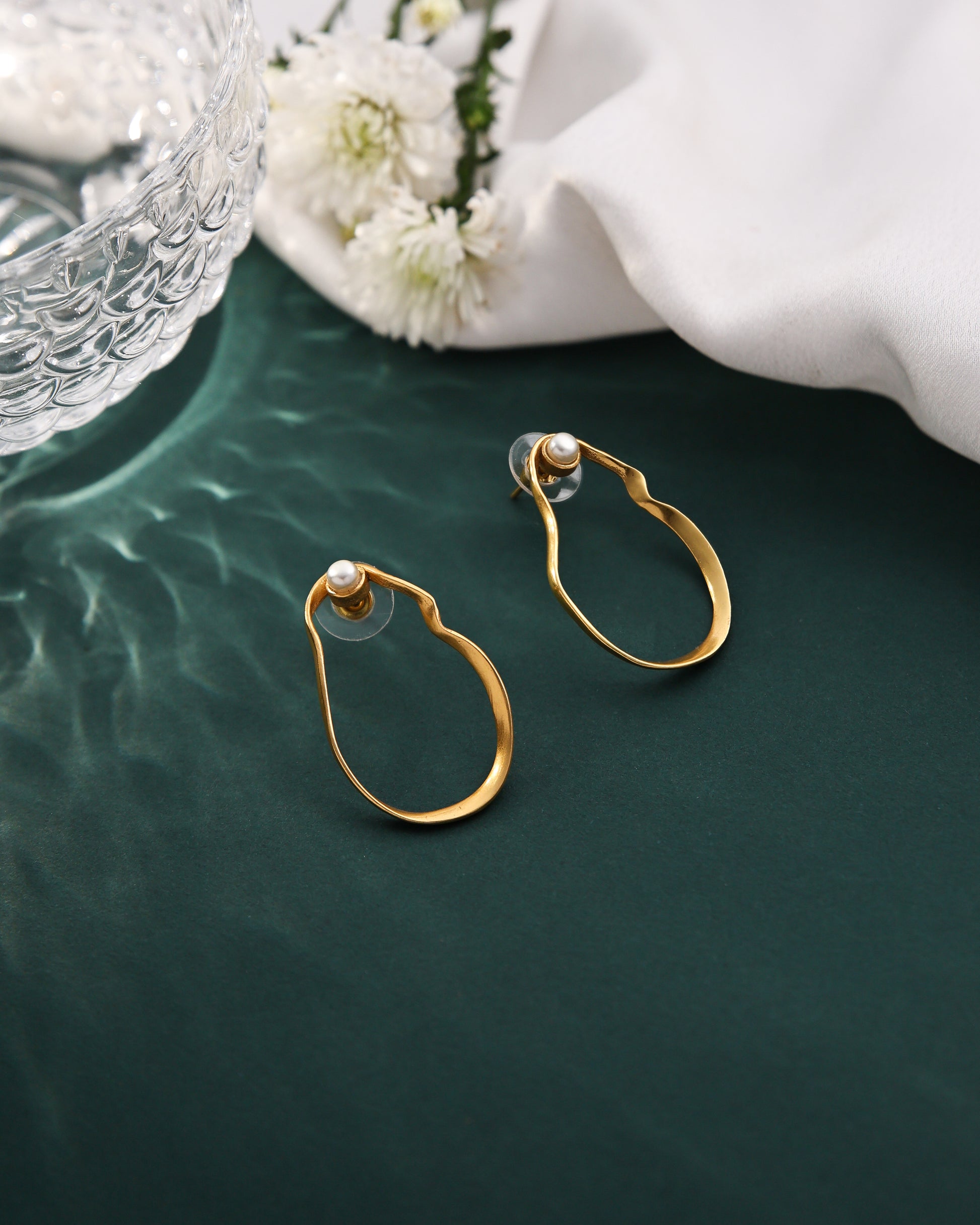 Pearl Studded Pear Earrings