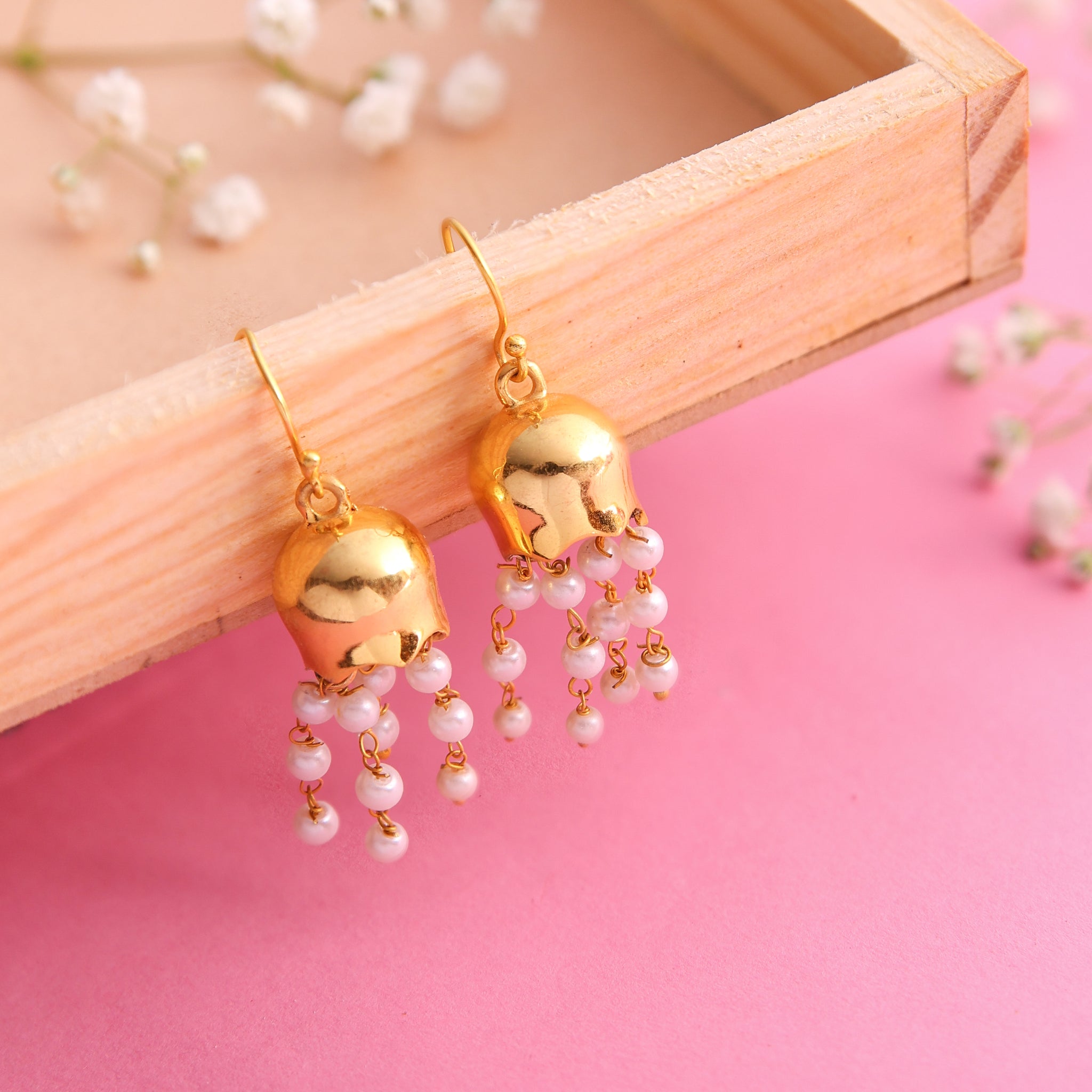 Clustered Pearl Dangle Jhumki Earrings