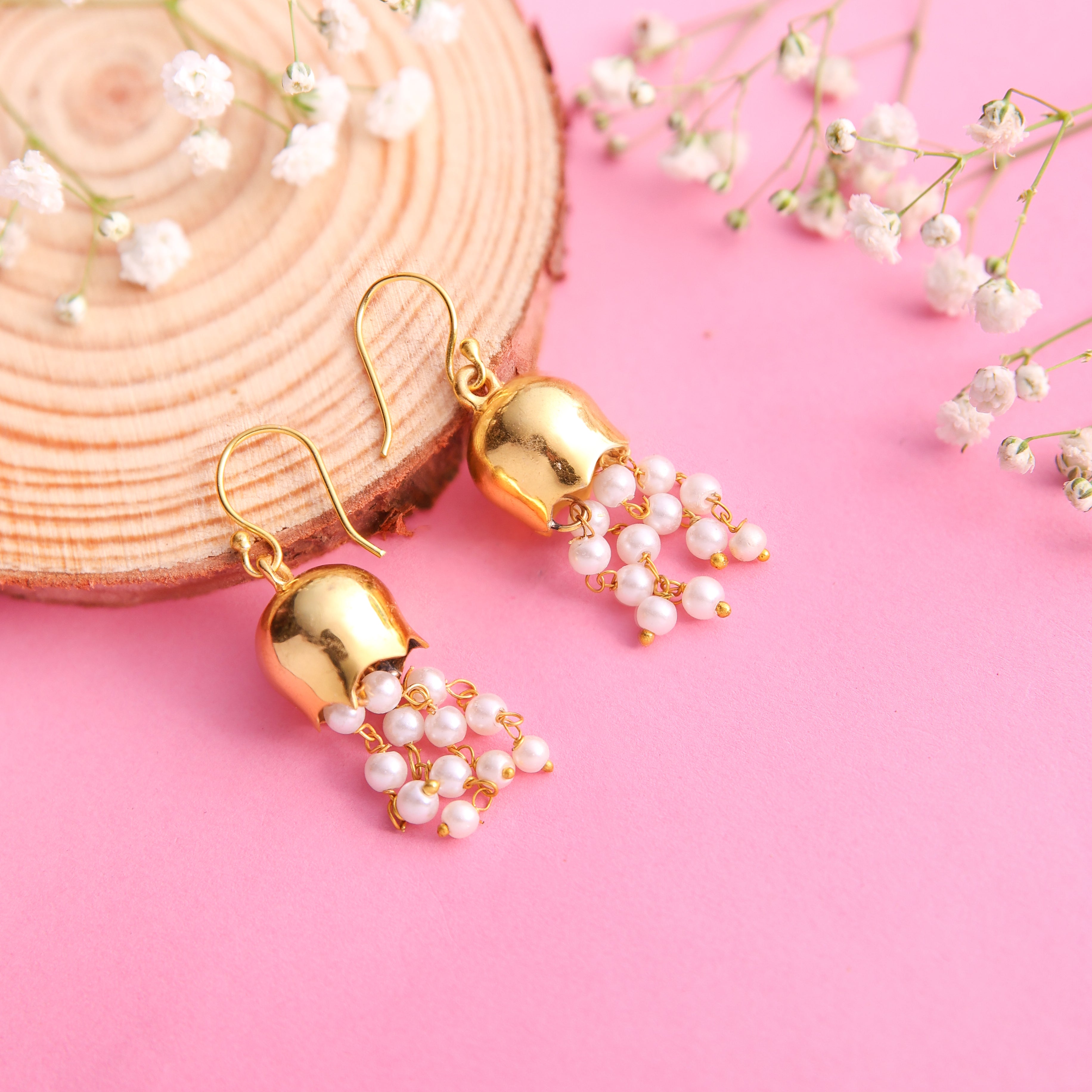 Clustered Pearl Dangle Jhumki Earrings