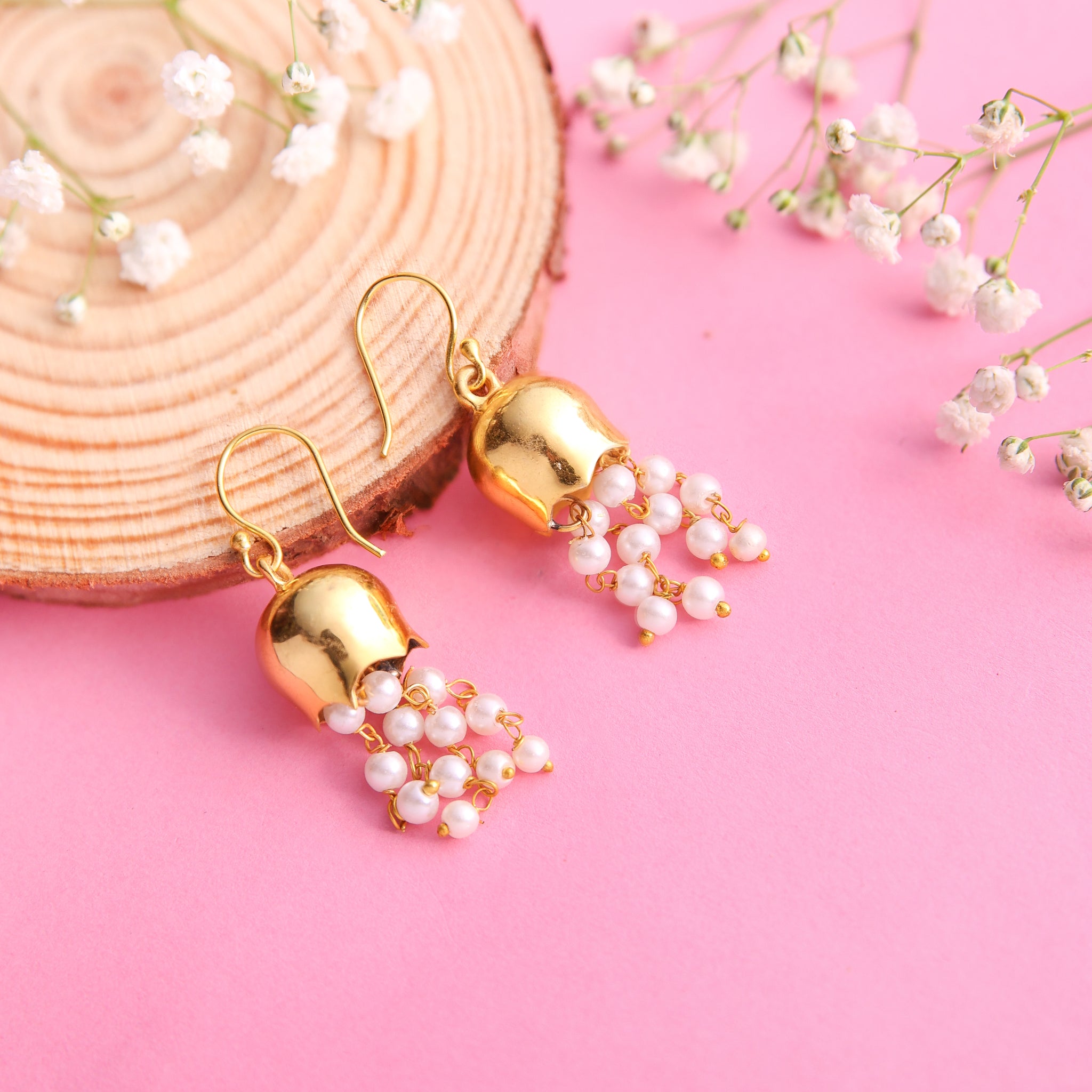 Clustered Pearl Dangle Jhumki Earrings