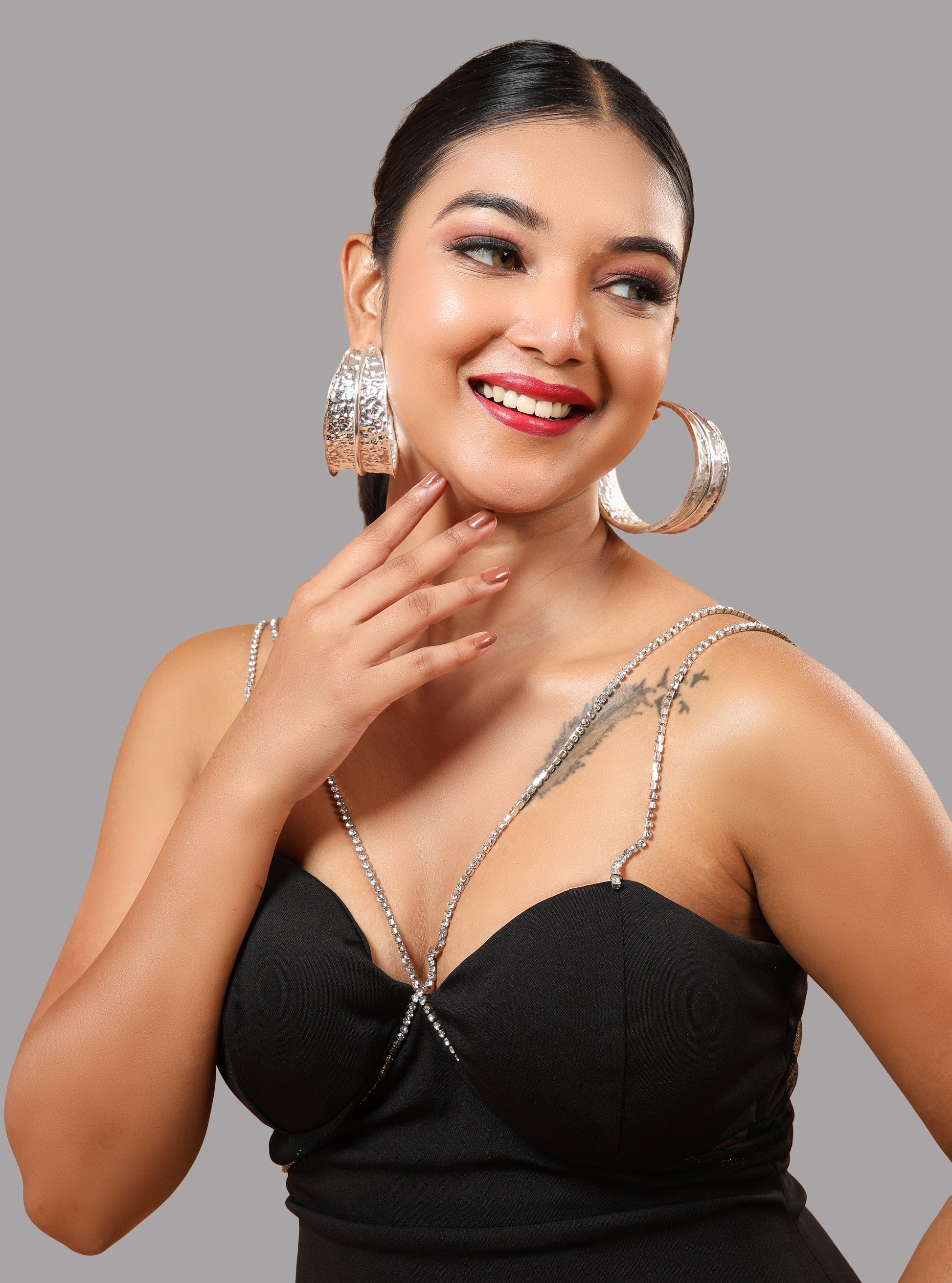 Textured Silver Plated Hoop Earrings