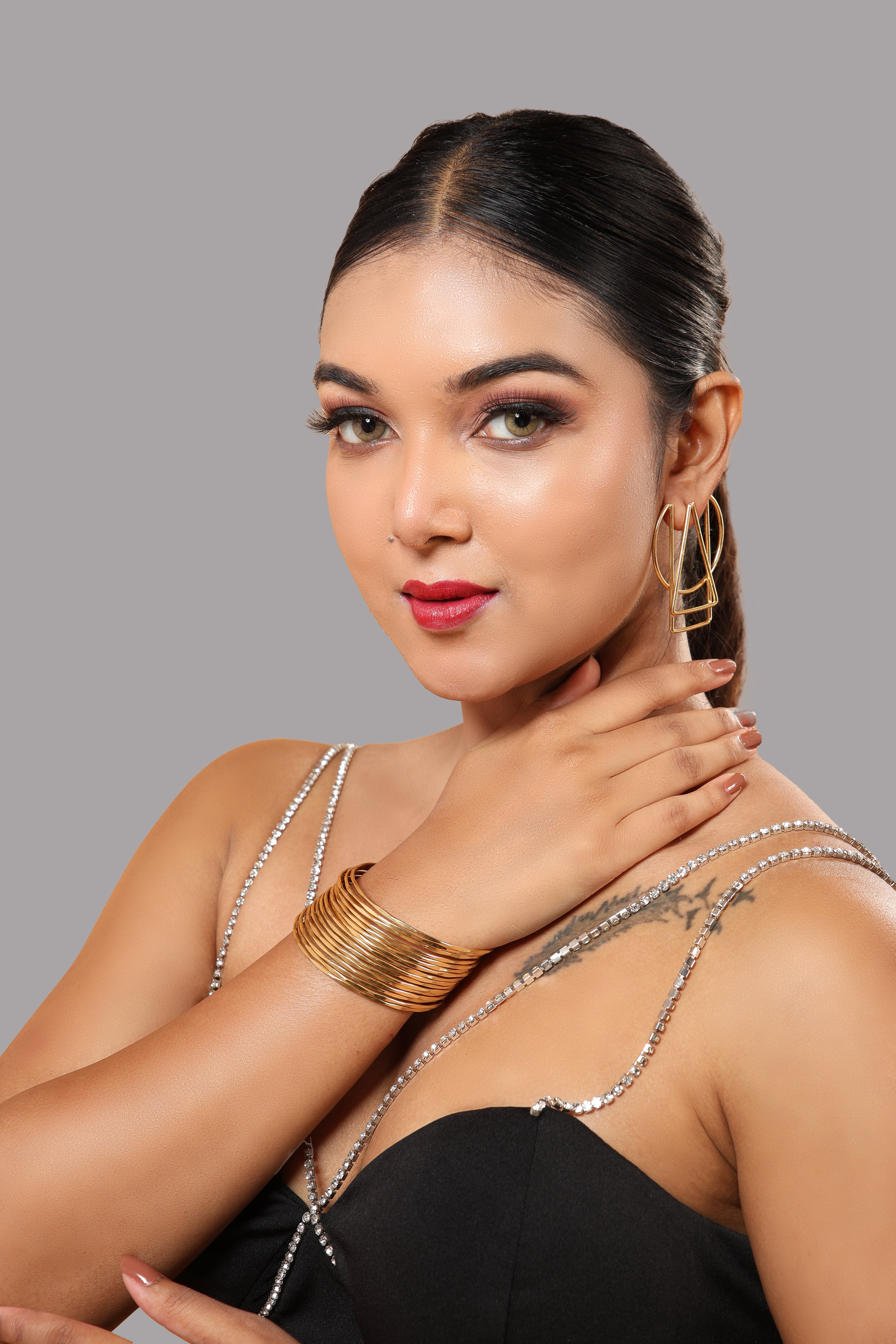 Multi-bangles hammered cuff bracelet