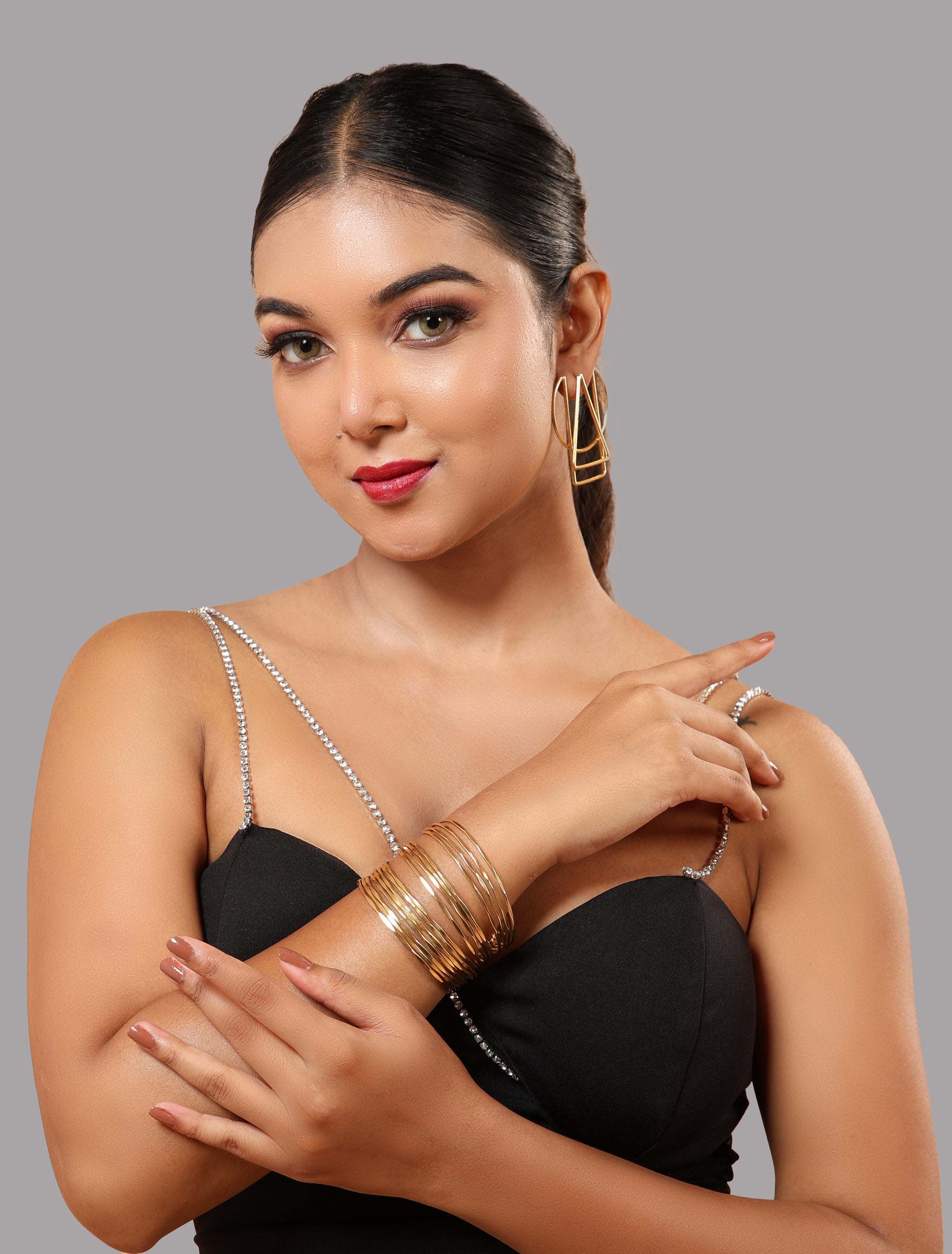 Multi-bangles hammered cuff bracelet