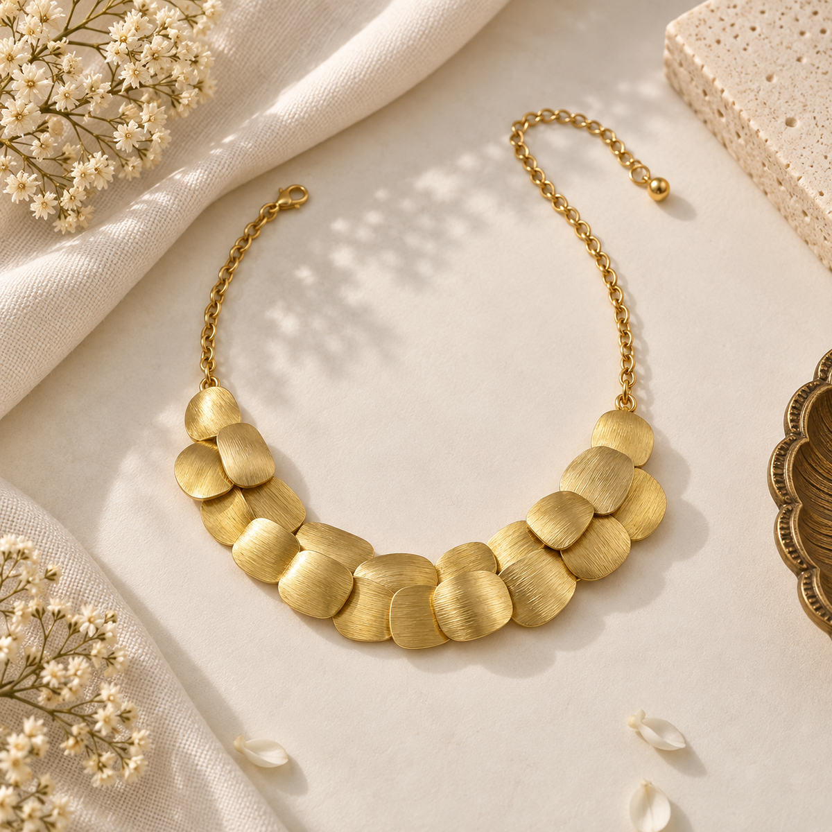 Golden Gleam Double Layer Brass Necklace