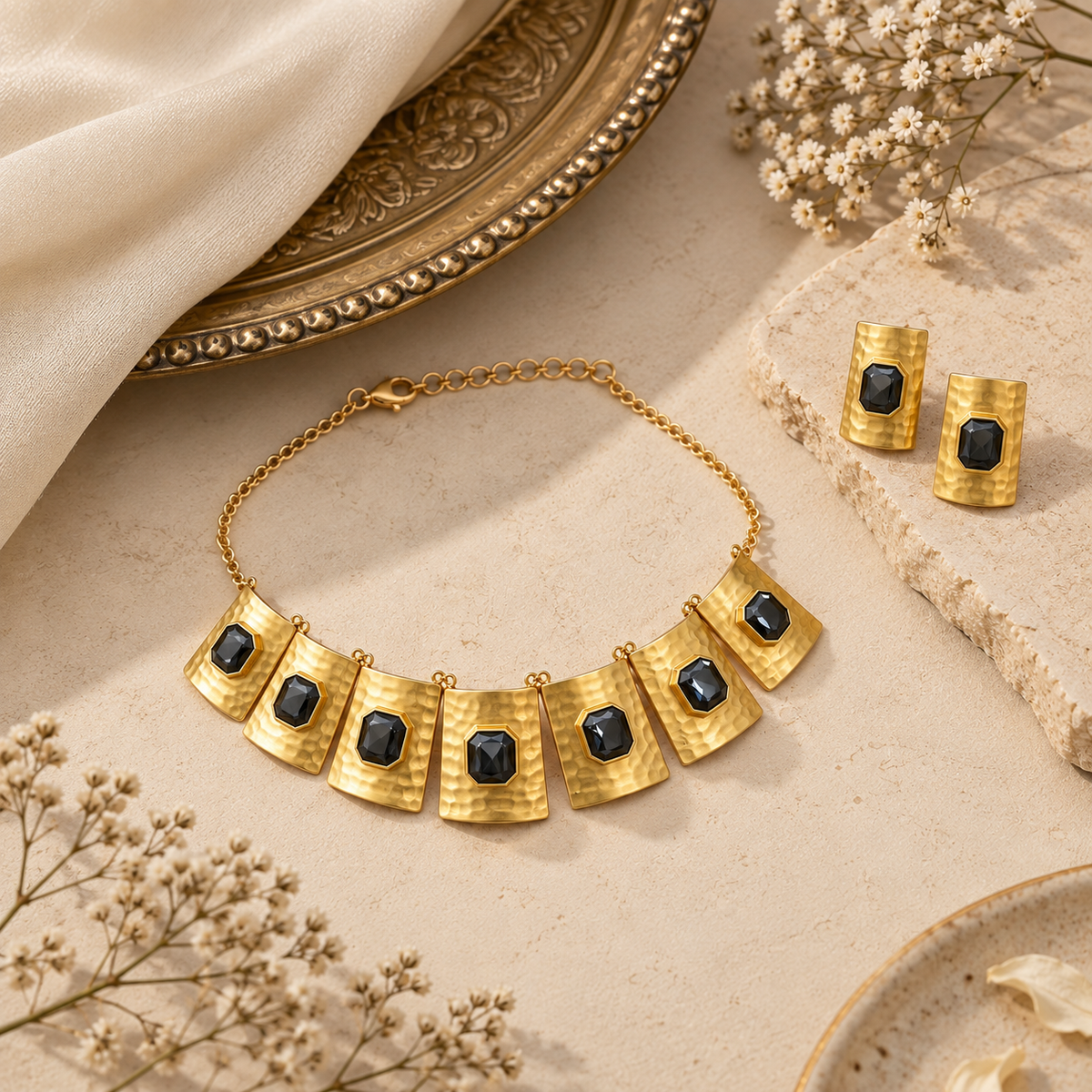 Earth Treasure Brass Choker Necklace