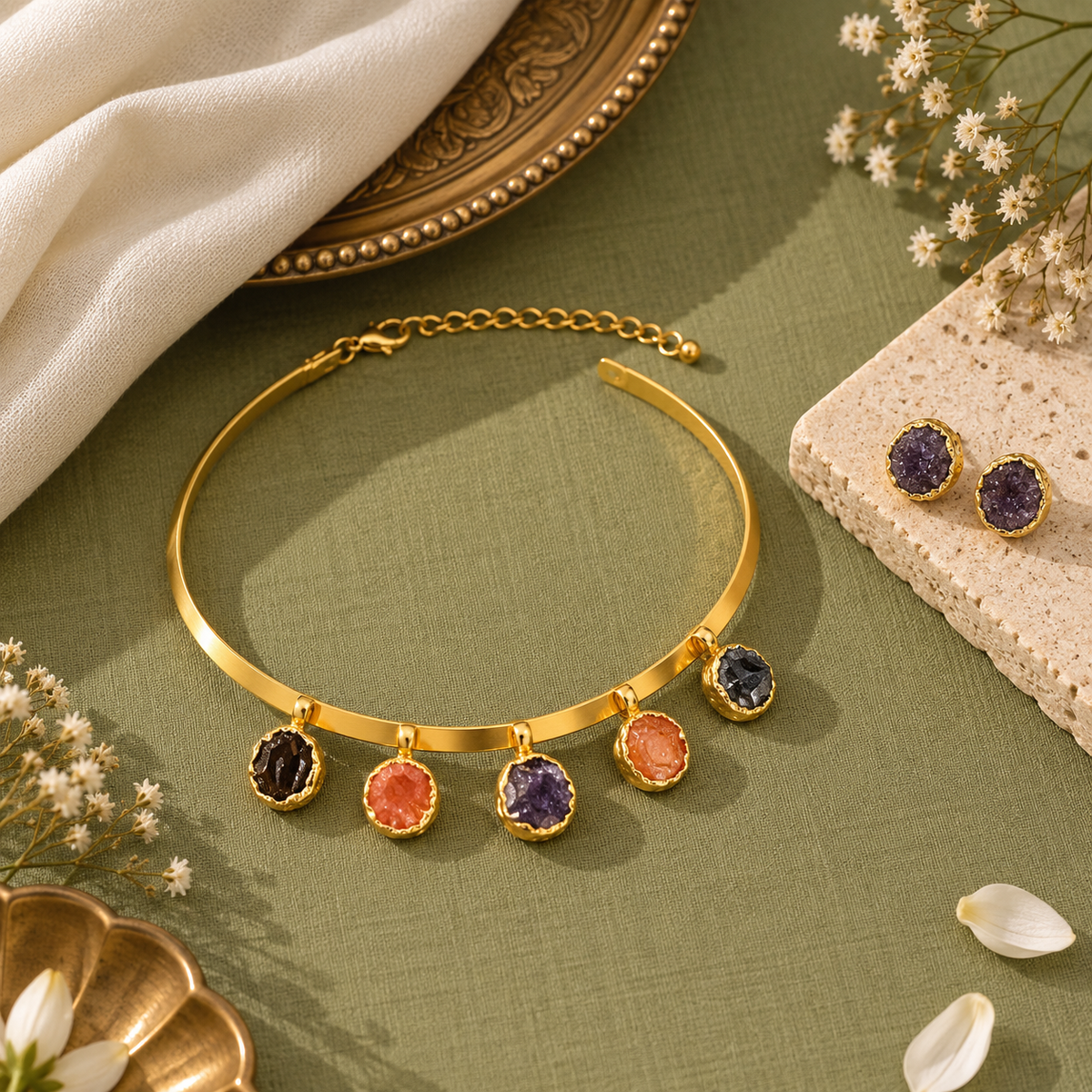 Earthborn Elegance Multicolor Choker Necklace