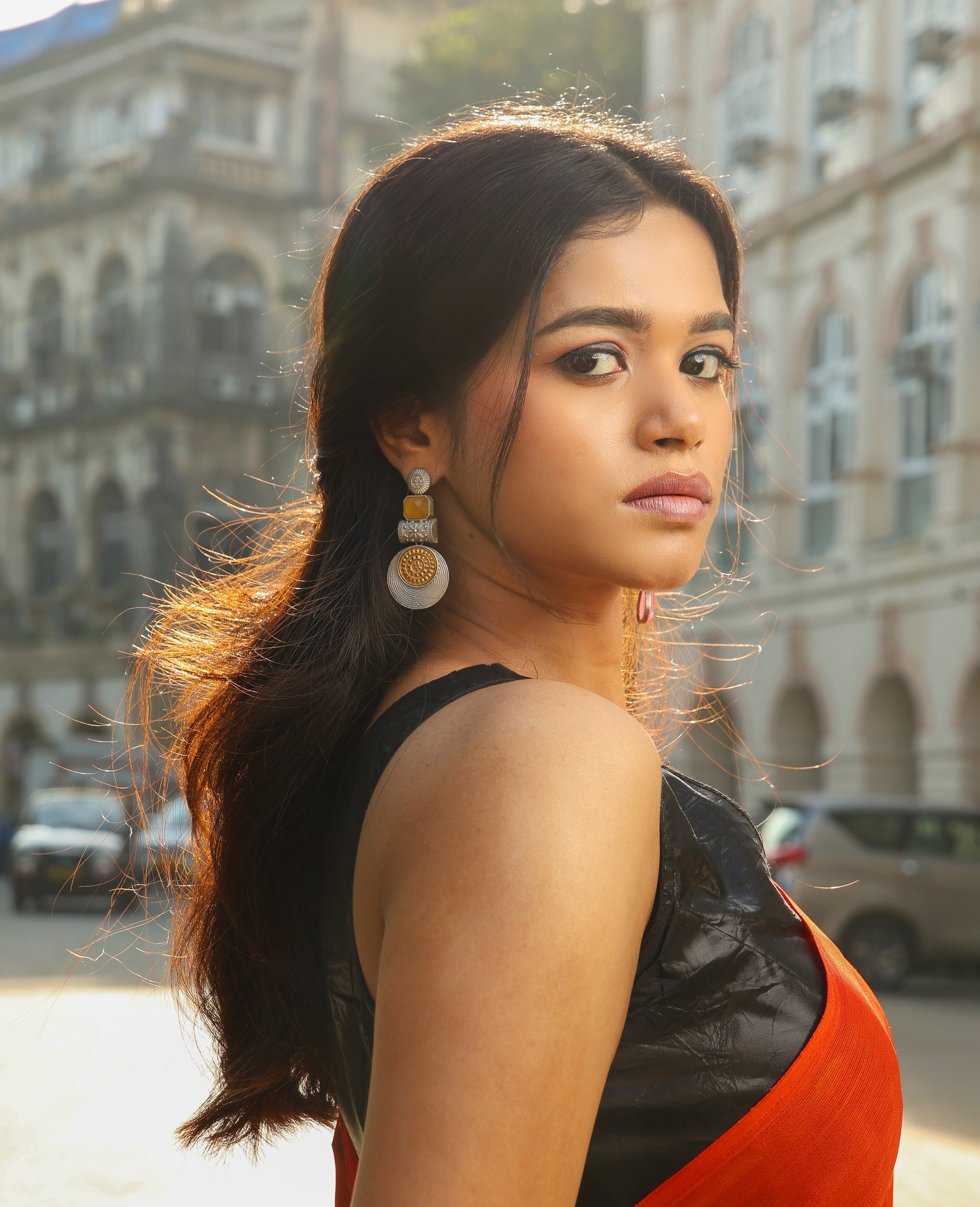 Embellished Two Tone Antique design Oxidised Earrings