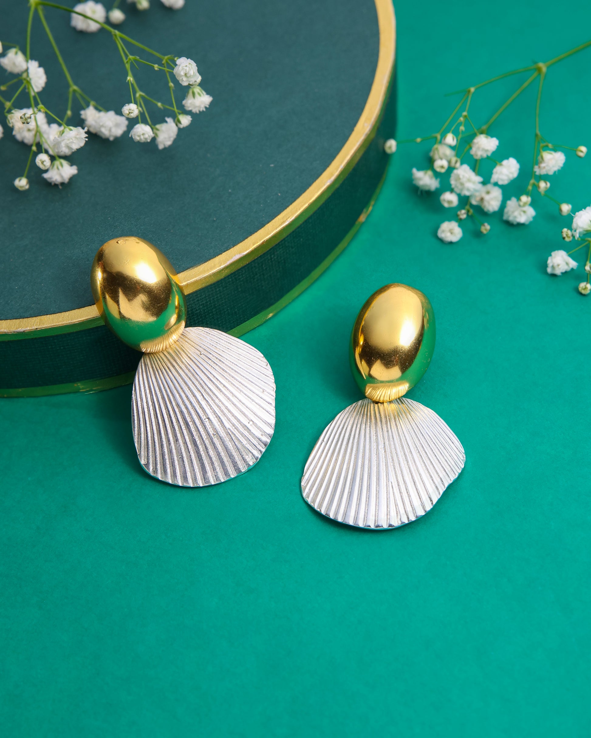 Two Tone Textured Shell Earrings