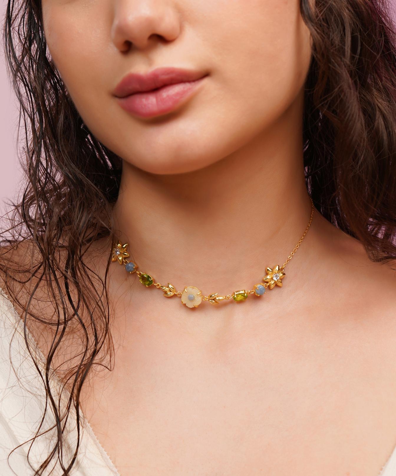MC Paris White Quartz Botanical Necklace