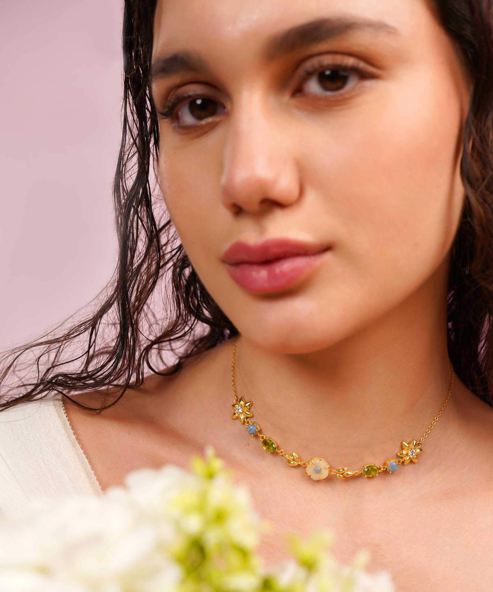 MC Paris White Quartz Botanical Necklace
