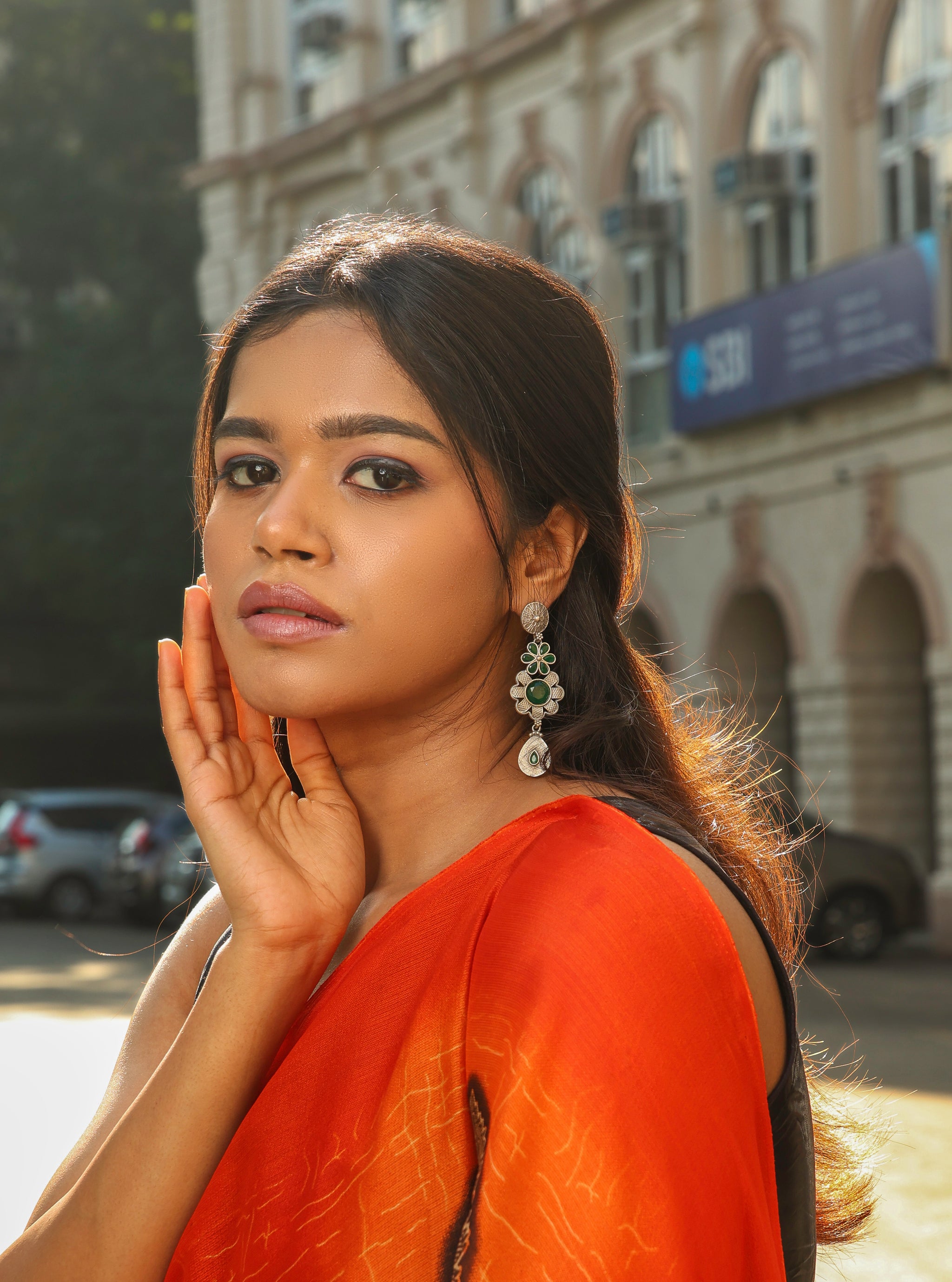 Bohemian Style embellished Oxidised Earrings