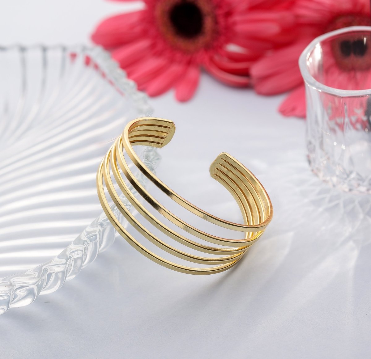 5 bangles brass cuff bracelet - Jiaarajewellery