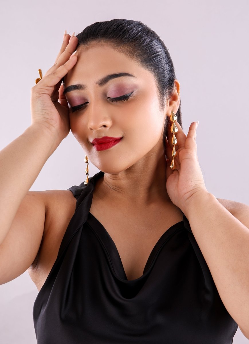 5 Golden Droplets Earrings - Jiaarajewellery