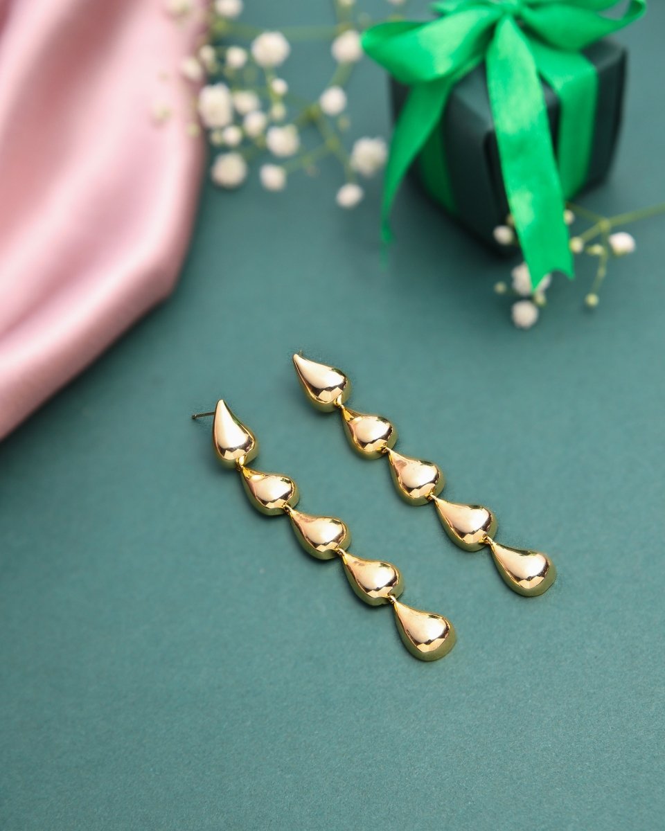 5 Golden Droplets Earrings - Jiaarajewellery