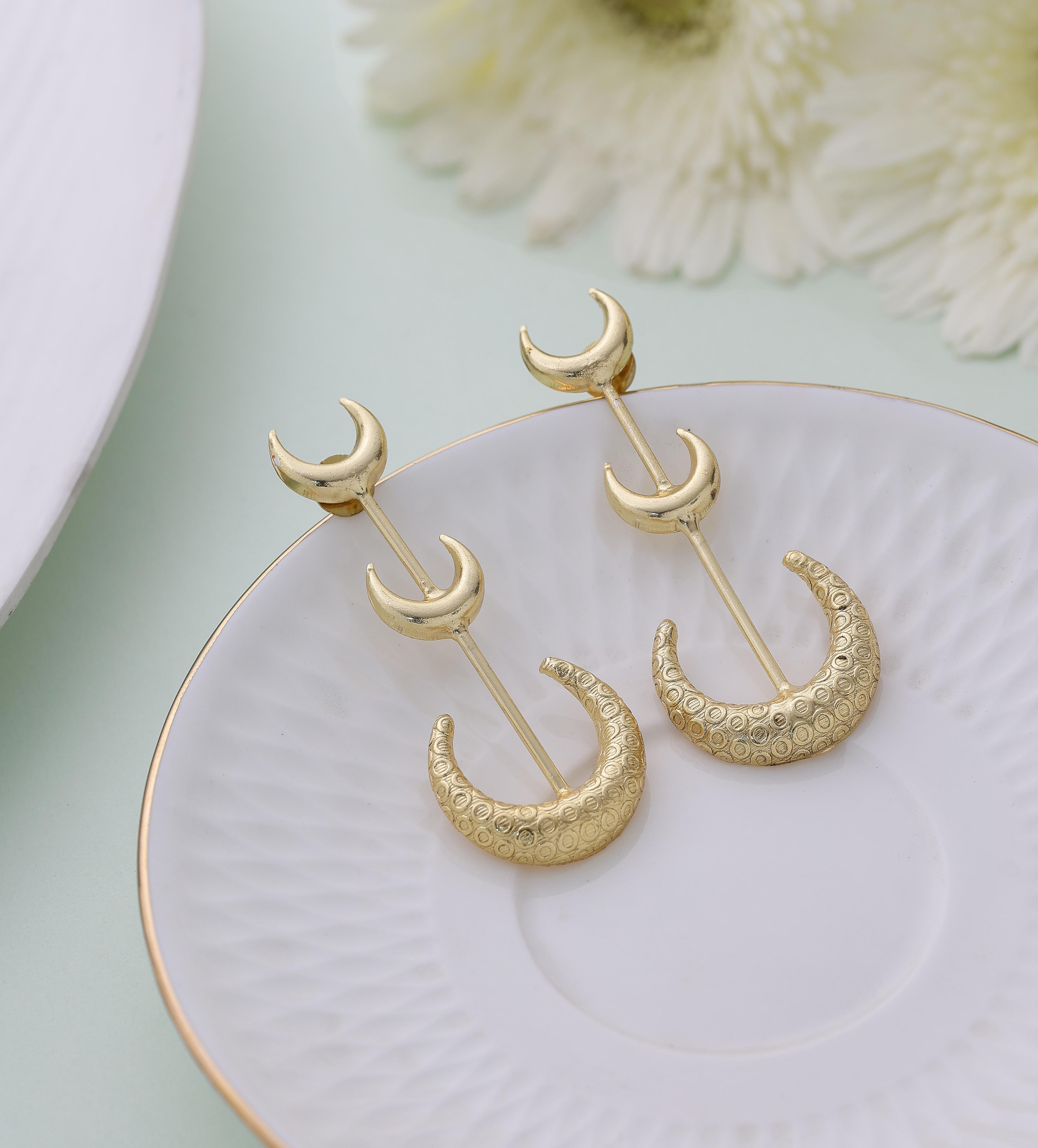 Textured Triple Half moon Earrings