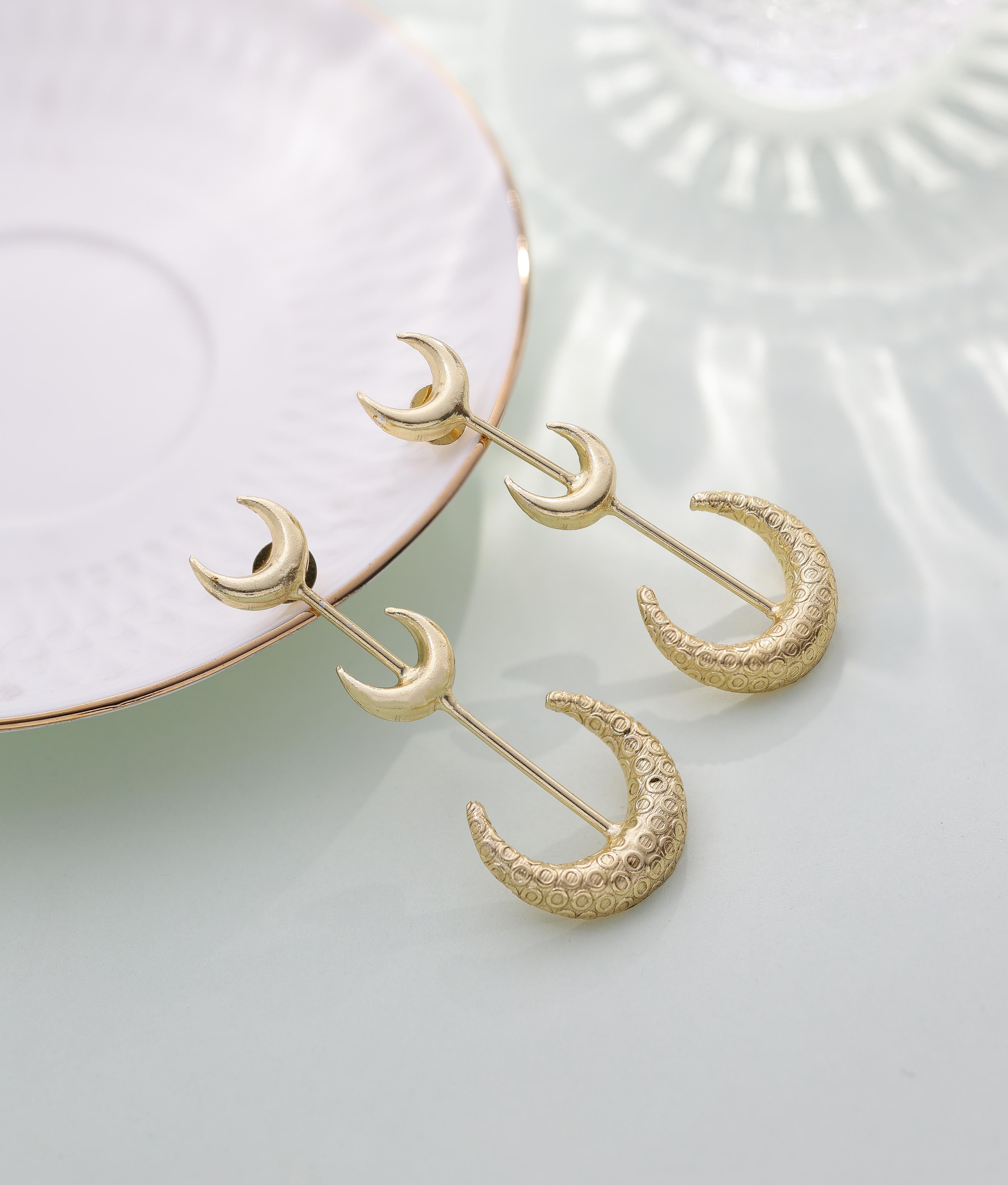 Textured Triple Half moon Earrings