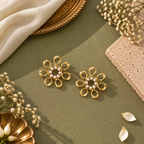 Twist & Twirl Pearl Studded Flower Earrings