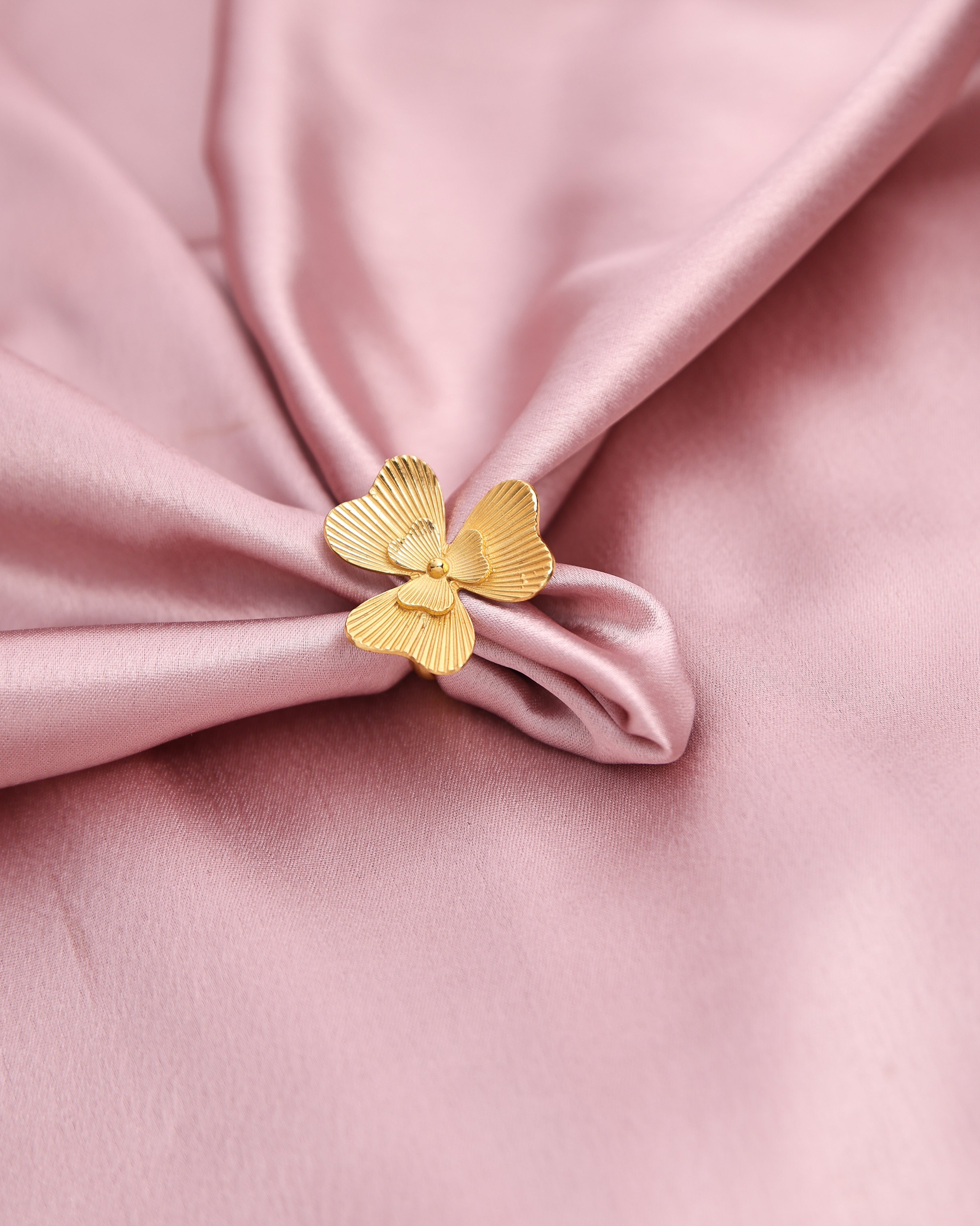 Dual Floral Striped Ring