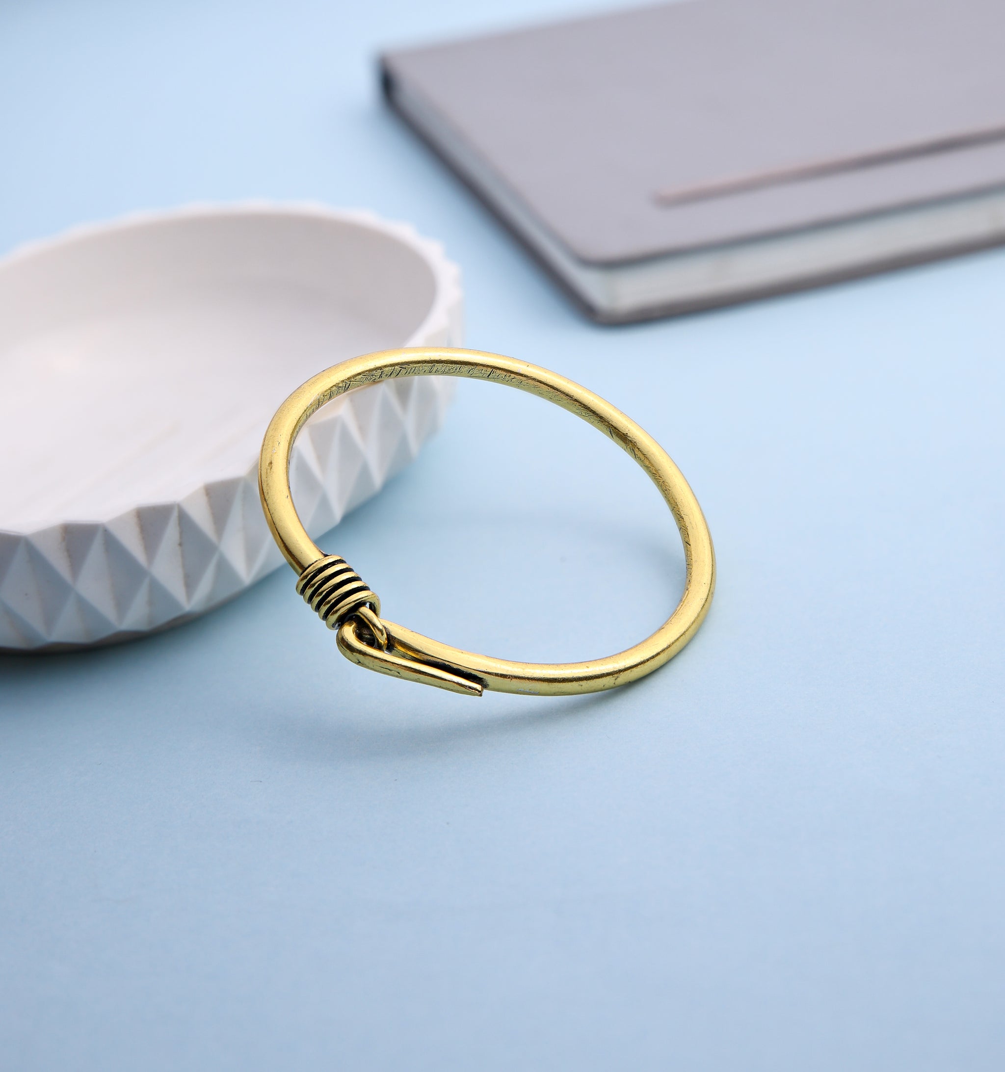 Handcrafted Brass knot Kada Bracelet for Men-Gold