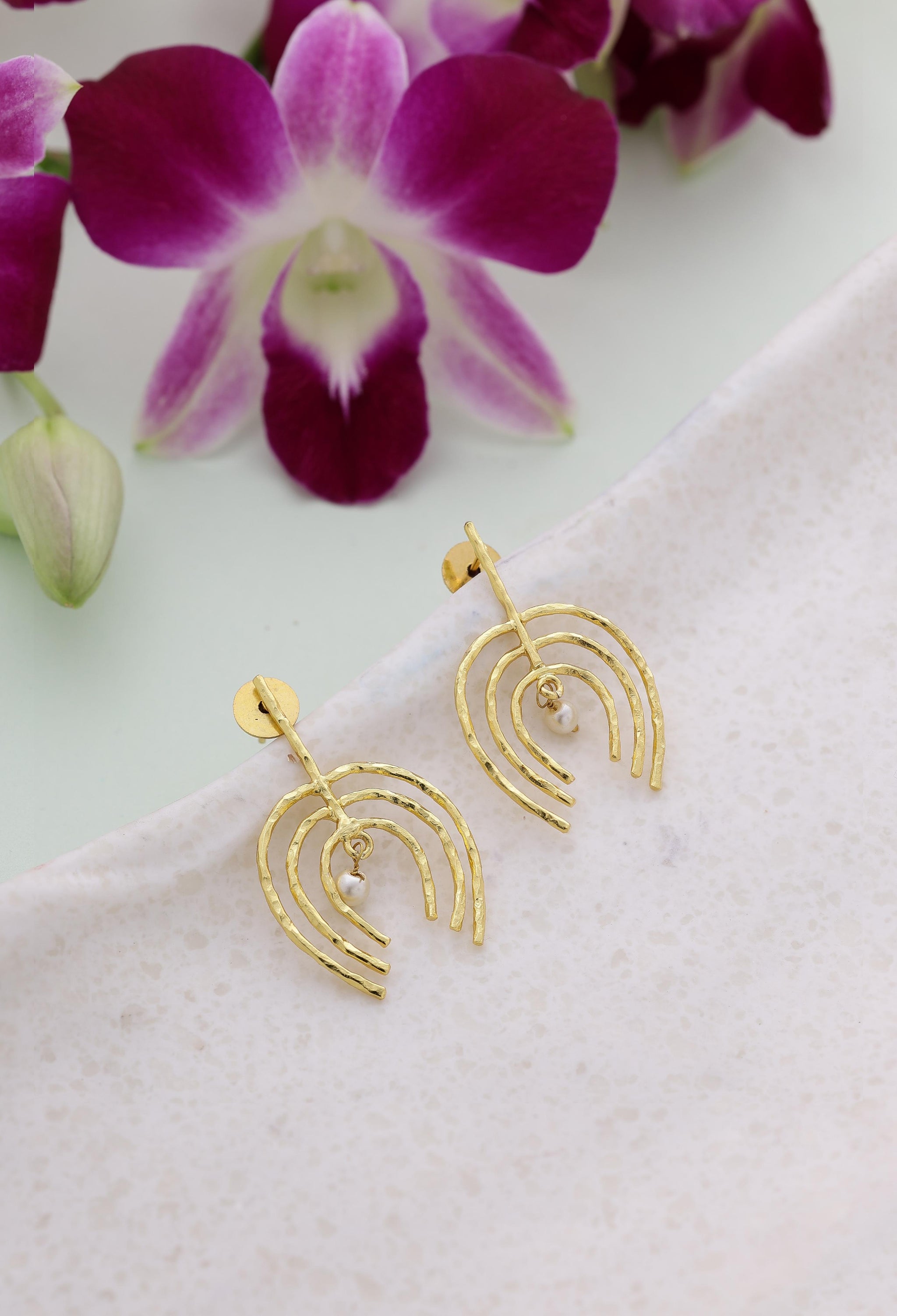 Trident Pearl Drop Dangler Earrings