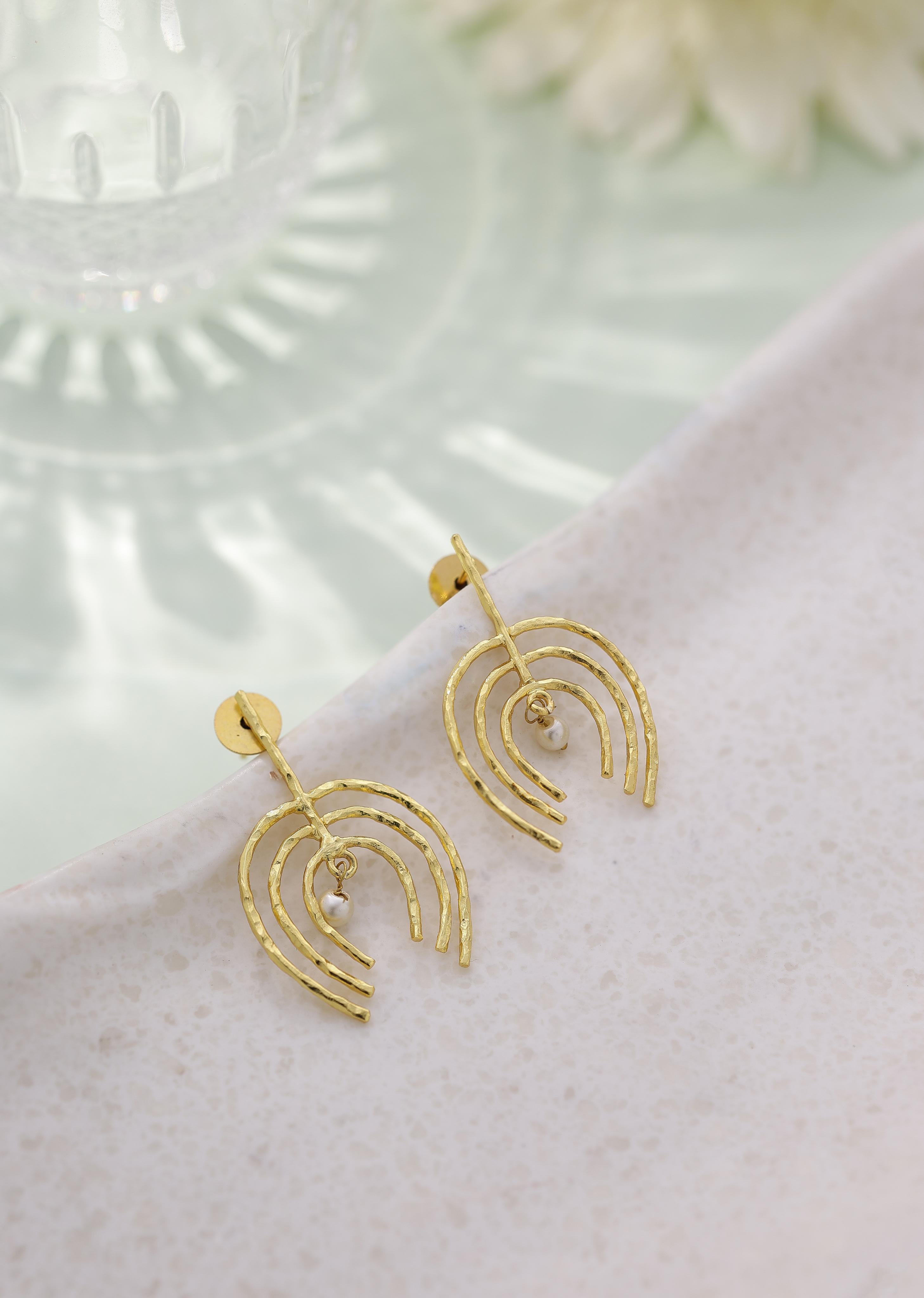 Trident Pearl Drop Dangler Earrings