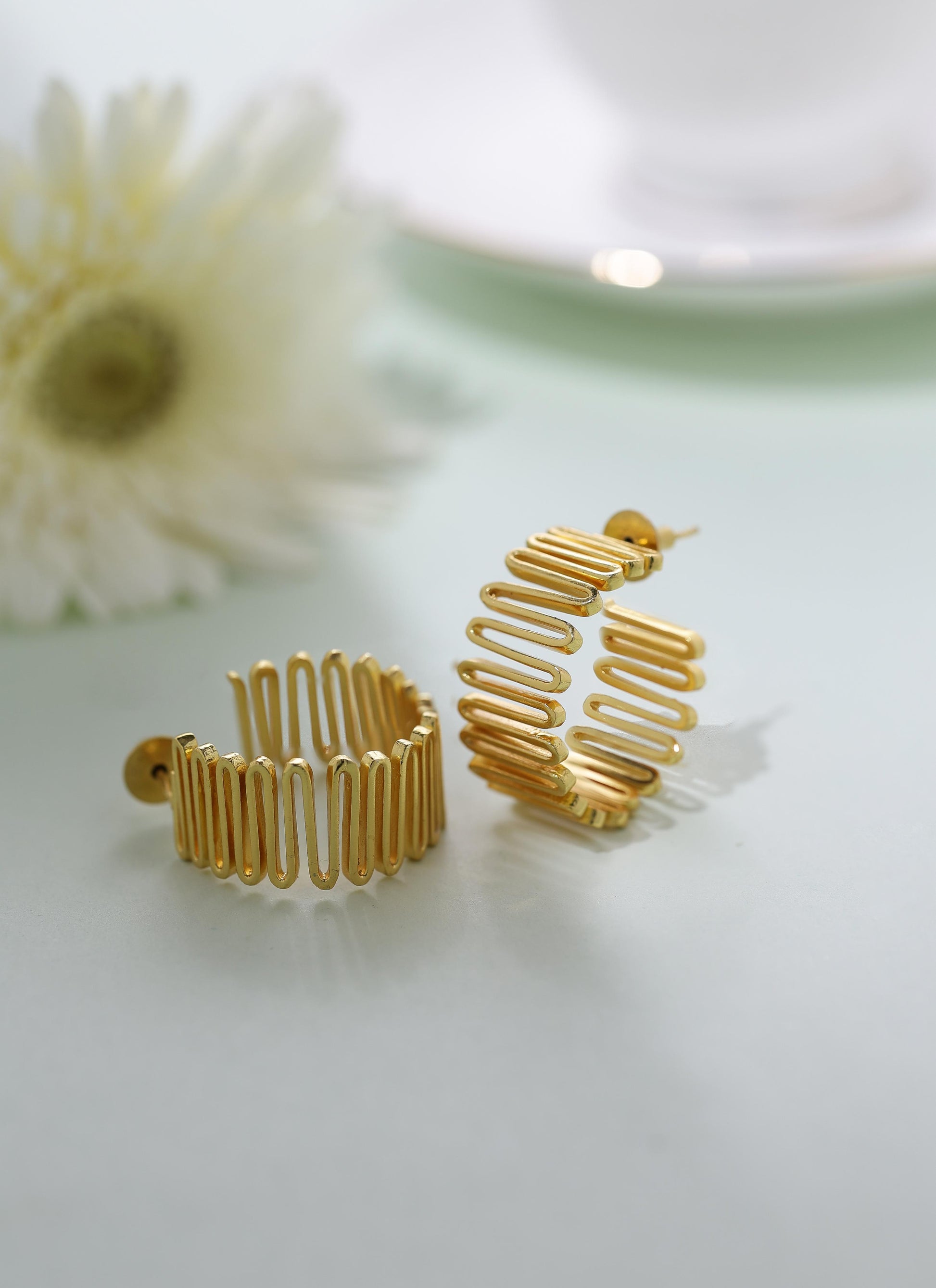 Bold Gold Spiral Hoop Earrings