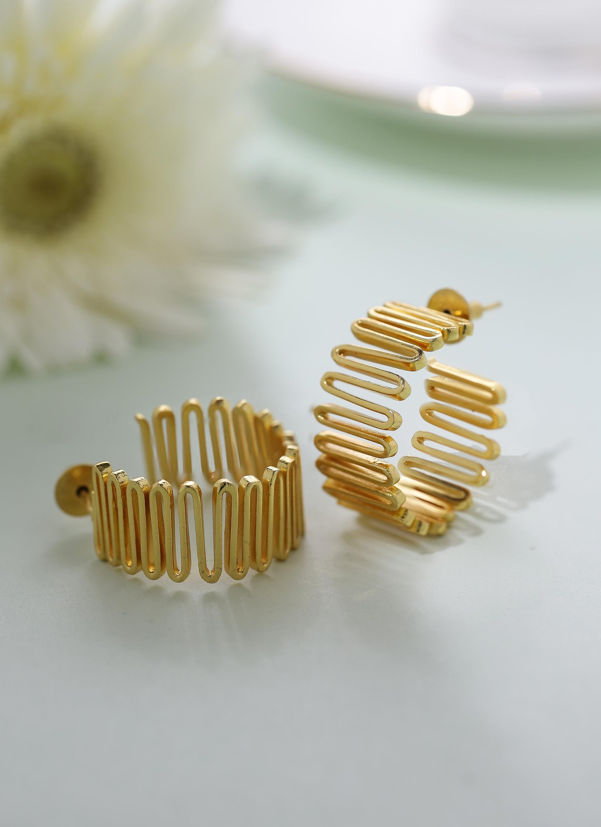 Bold Gold Spiral Hoop Earrings