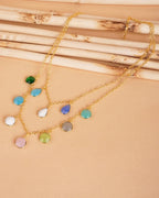 92.5 Sterling Silver Apatite - Emerald Dual layer Necklace - Jiaarajewellery