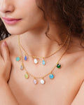 92.5 Sterling Silver Apatite - Emerald Dual layer Necklace - Jiaarajewellery
