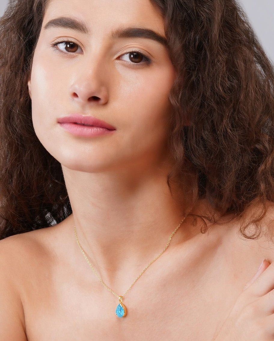 92.5 Sterling Silver Cosmic Solar Druzy Blue Pendant Necklace - Jiaarajewellery