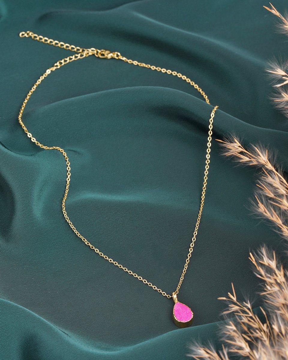 92.5 Sterling Silver Cosmic Solar Druzy Pendant Necklace - Jiaarajewellery