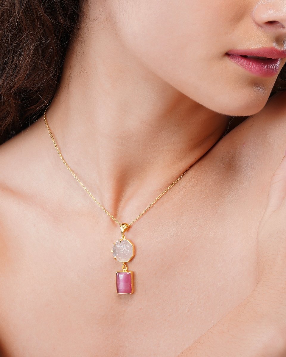 92.5 Sterling Silver Dual Drop Moon Stone pendant Necklace - Jiaarajewellery