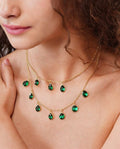 92.5 Sterling Silver Emerald Dual layer Necklace - Jiaarajewellery