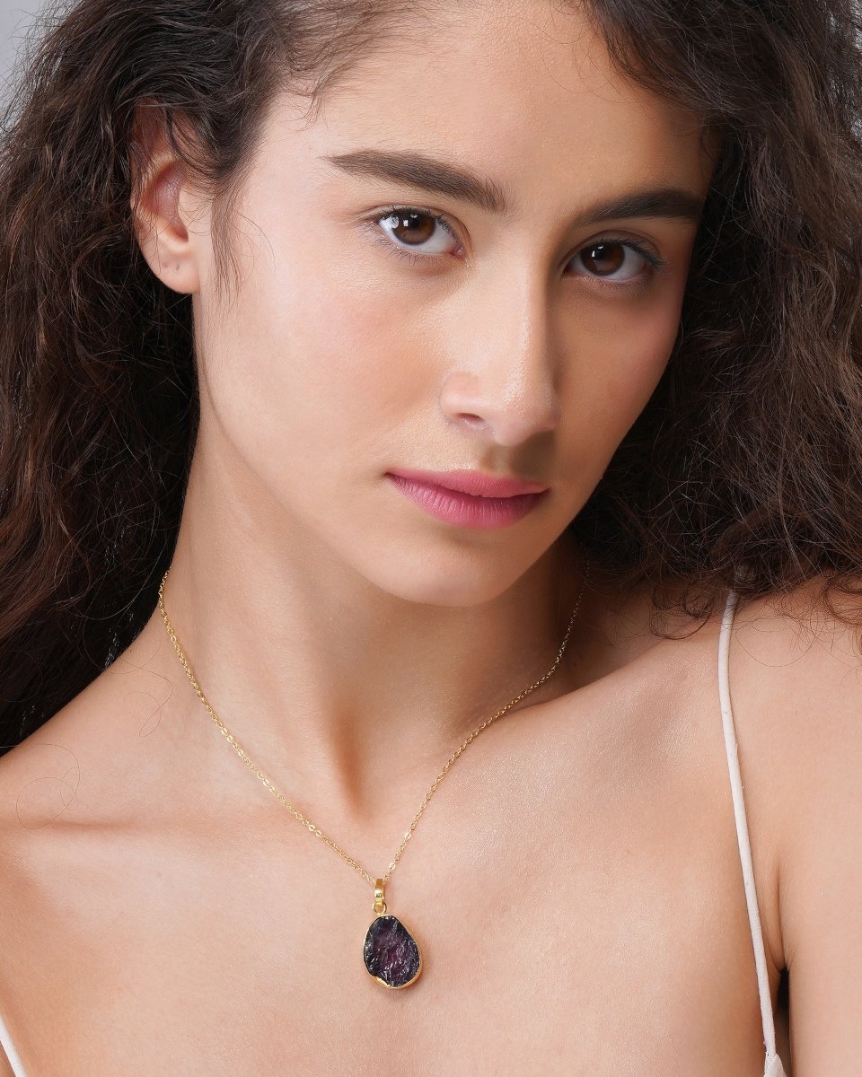 92.5 Sterling Silver Moonlight Solo Amethyst Pendant Necklace - Jiaarajewellery